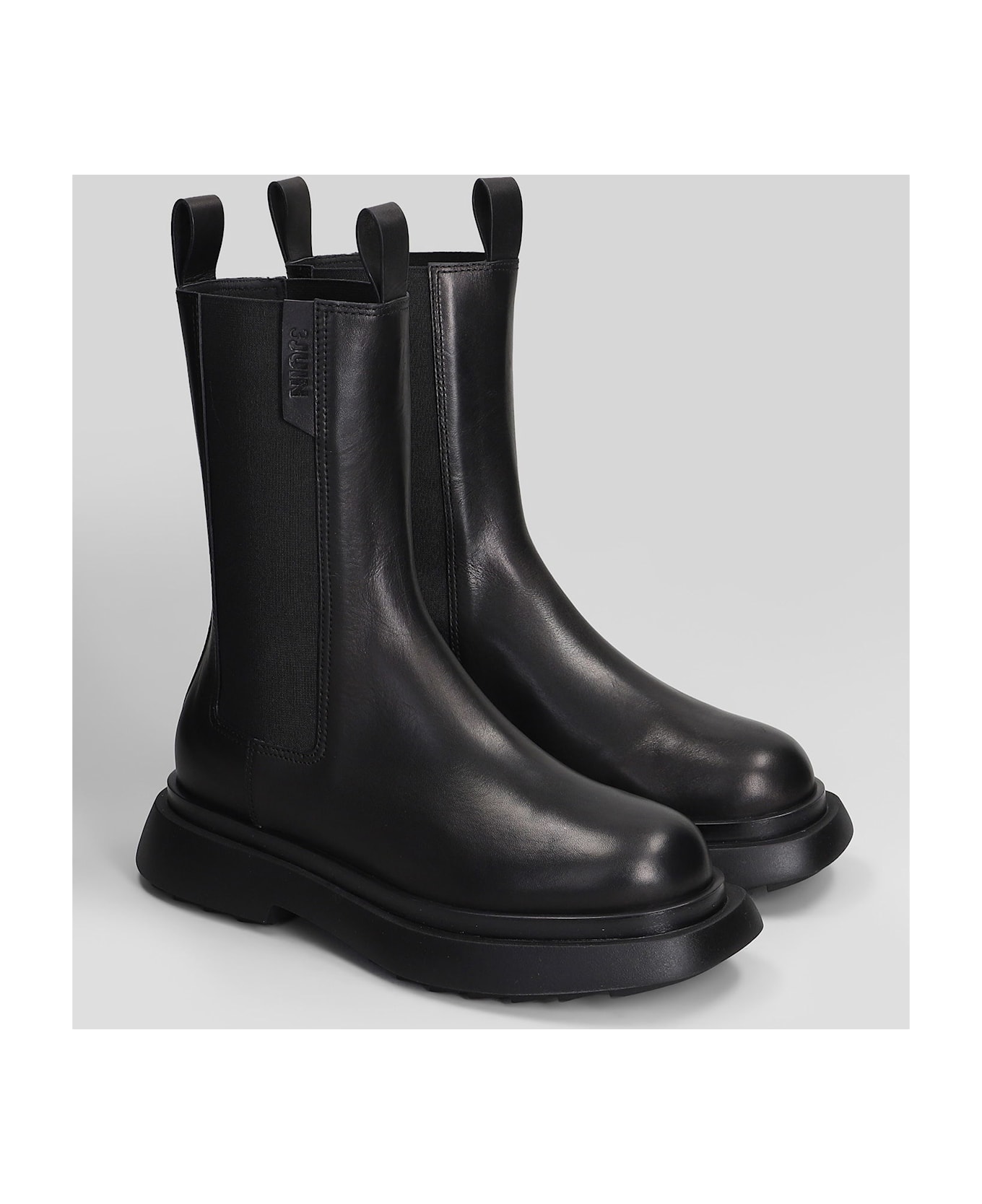 3JUIN Glory 010 Combat Boots In Black Leather - black ブーツ