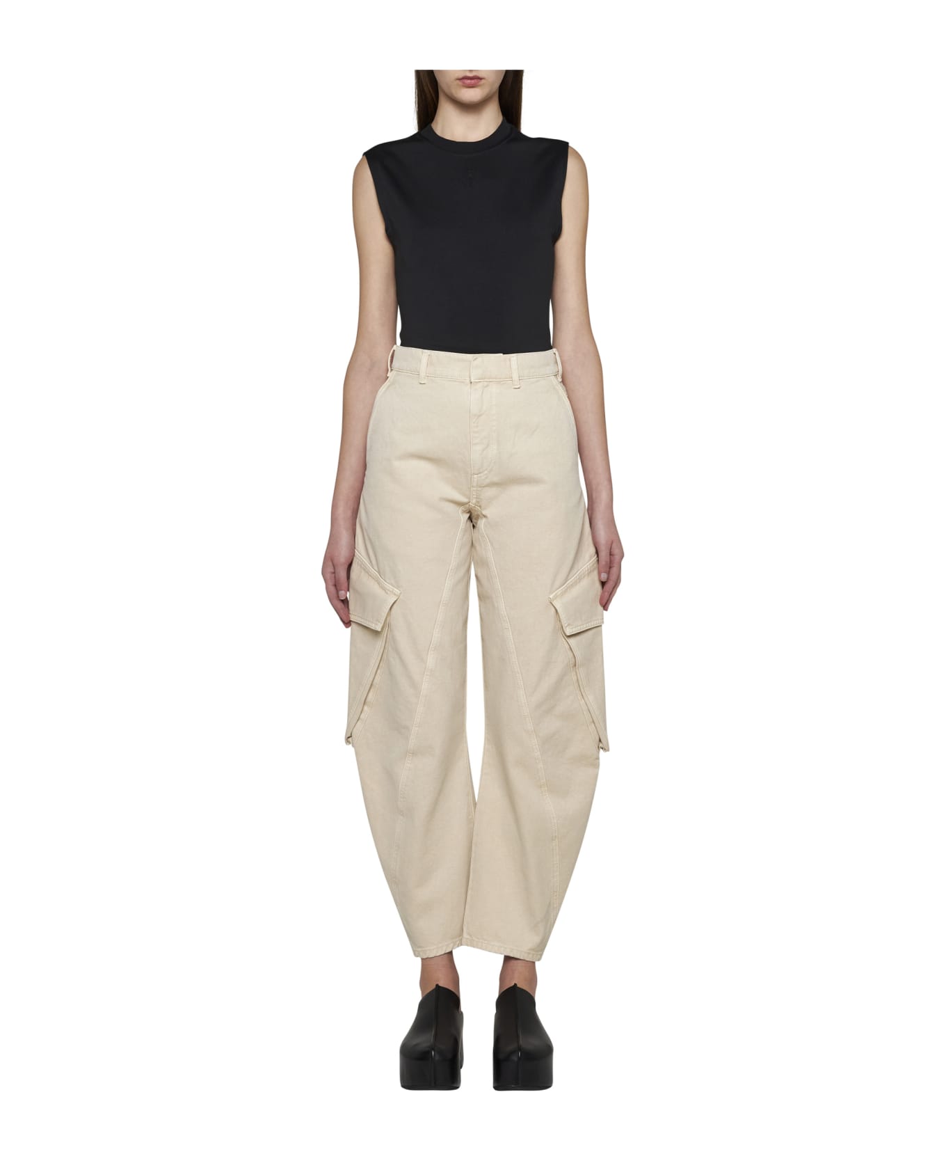 J.W. Anderson Cream White Twisted Cargo Jeans - Chalk