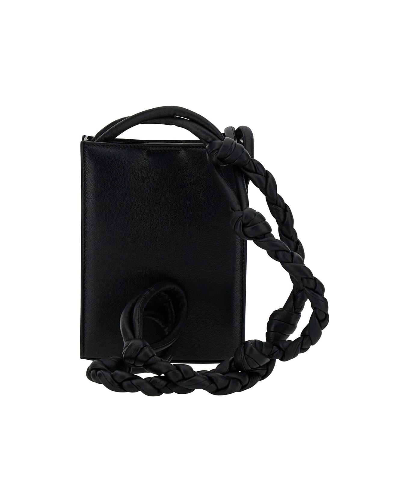 Jil Sander 'tangle Small' Black Shoulder Bag With Embossed Logo In Leather Man - Black トートバッグ