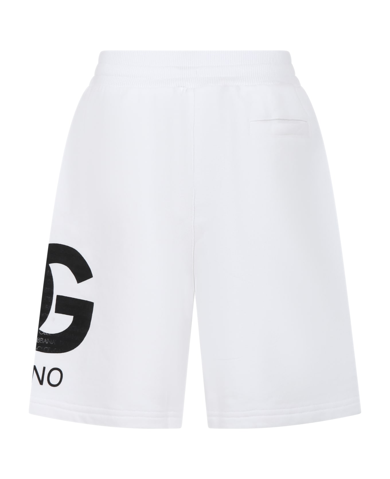 Dolce & Gabbana White Shorts For Boy With Iconic Monogram - Bianco Ottico