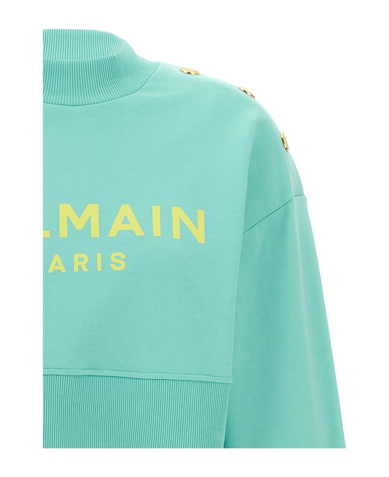 Balmain Cropped Sweatshirt - Light Blue