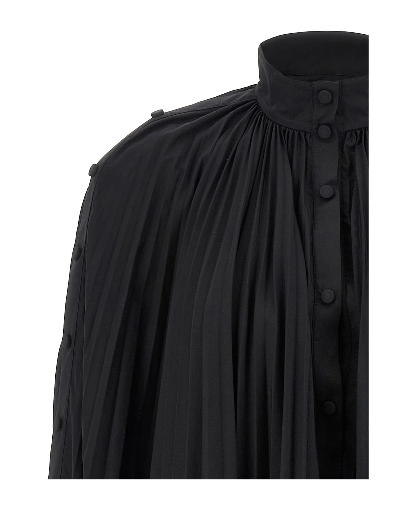 Giovanni Bedin Pleated Dress With Cape - Black  