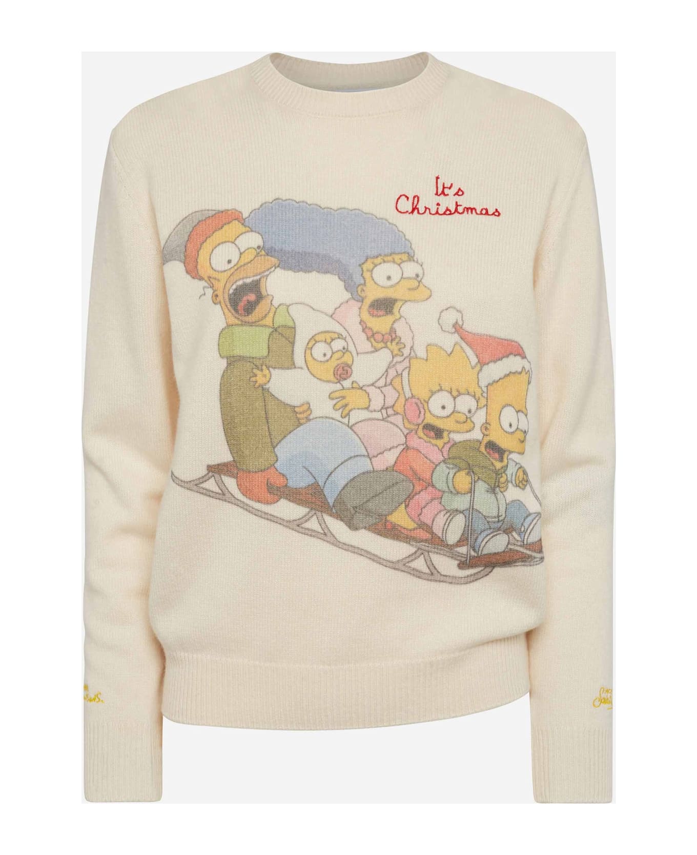 MC2 Saint Barth Woman White Sweater New Queen With Simpson Family Print | Simpson Family Special Edition - WHITE