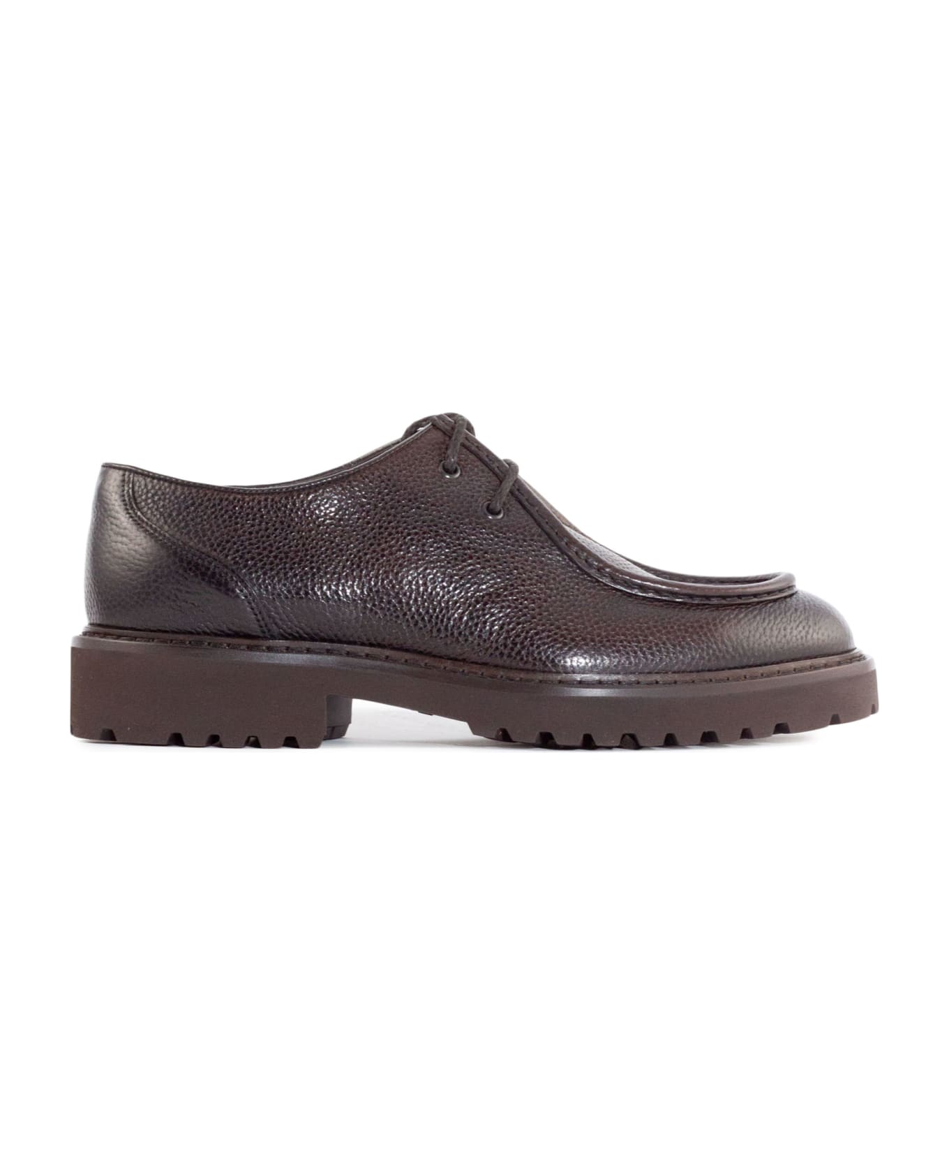 Doucal's Ebony Inca Leather Derby Shoes - Brown