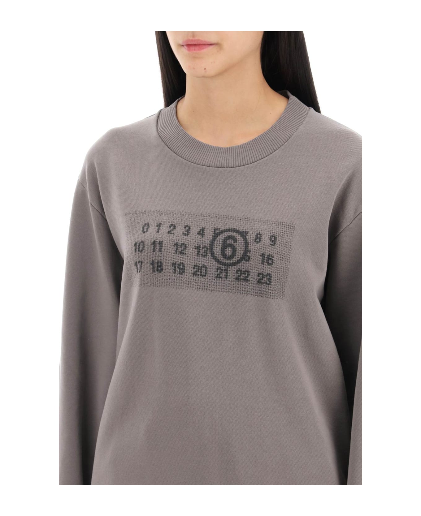 MM6 Maison Margiela Sweatshirt With Numeric Logo Print - Taupe