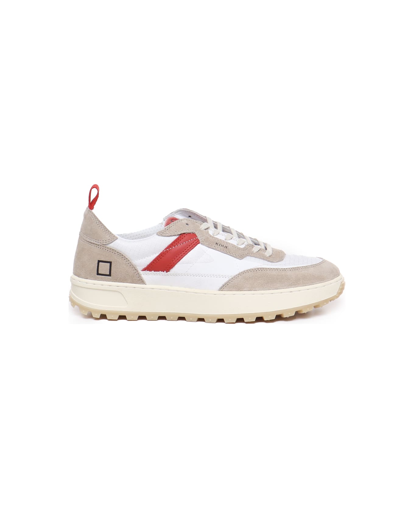 D.A.T.E. Kdue Ripstop Sneakers - White, taupe, red スニーカー