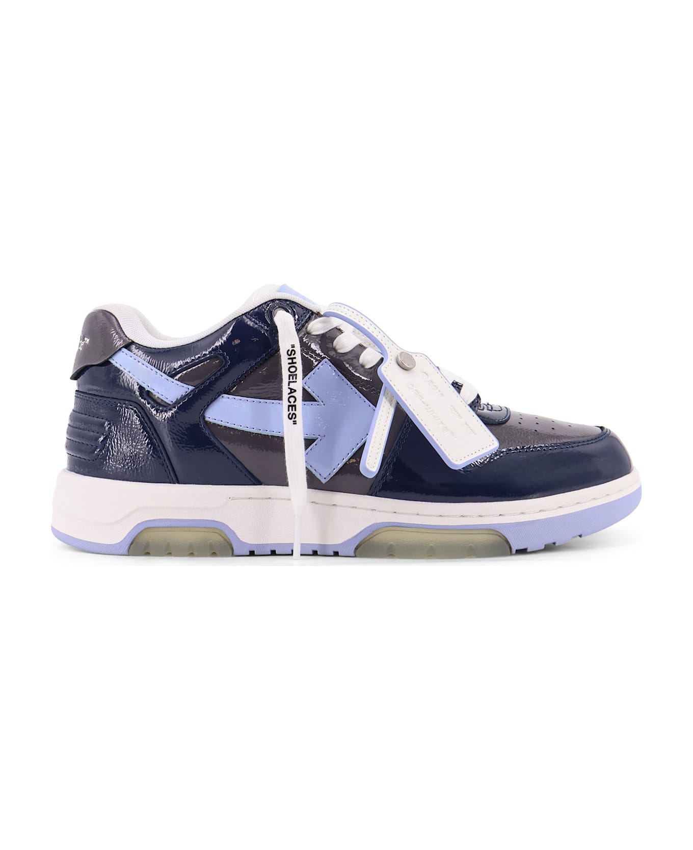 Off-White Ooo Patent Lea Low-top Patent Leather Sneakers - GREY MELANGE - LIGHT BLUE