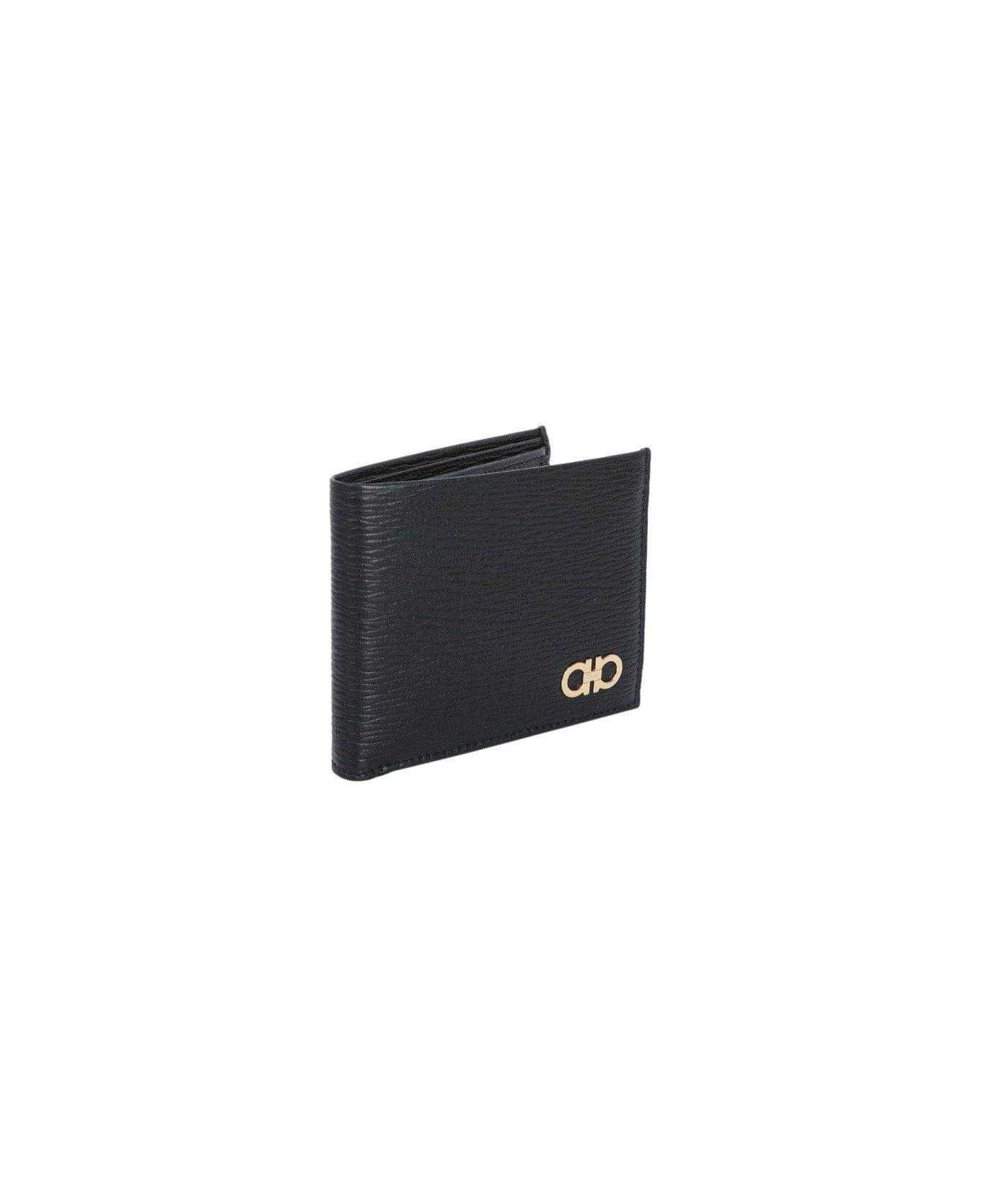 Ferragamo Logo Plaque Bifold Wallet - BLACK 財布