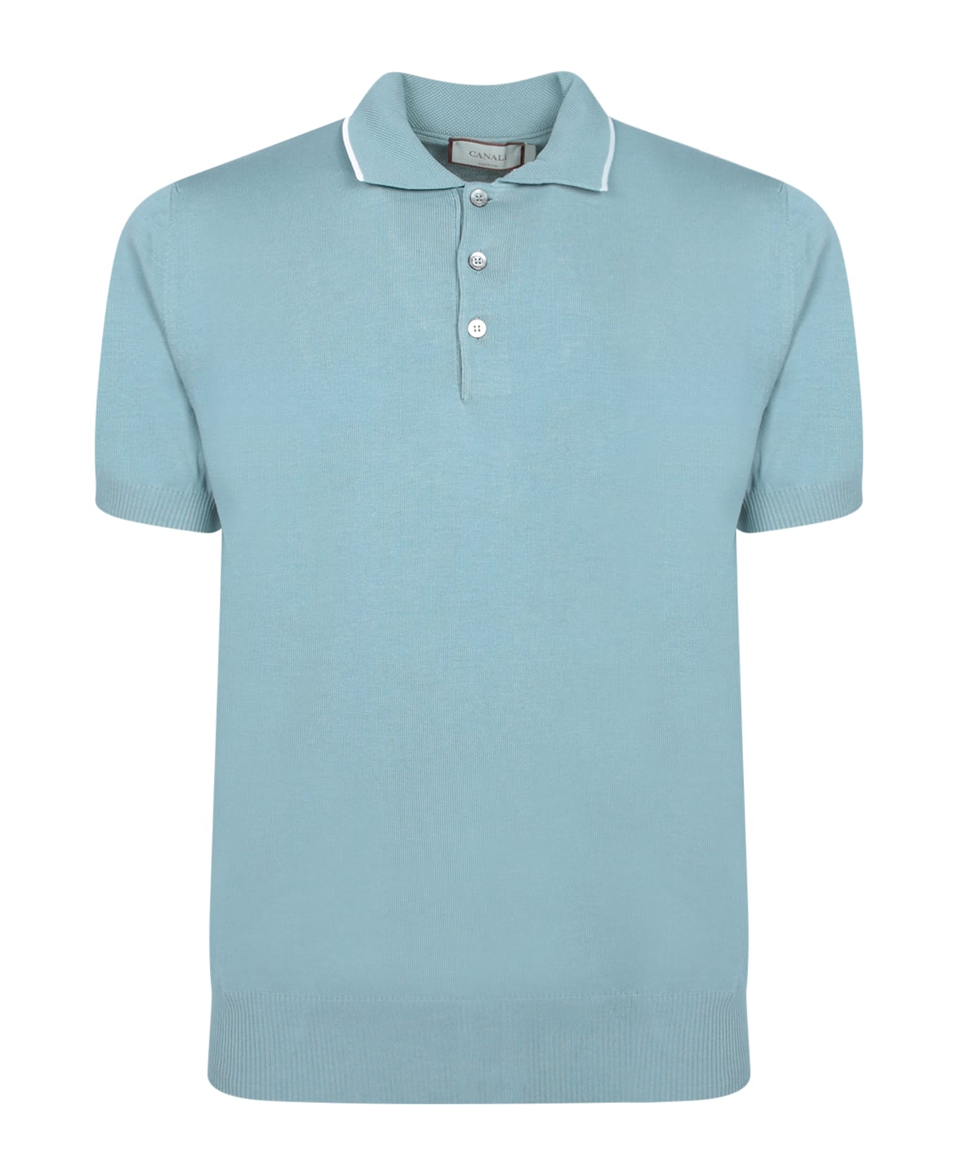 Canali Blue Cotton Polo Shirt - Blue