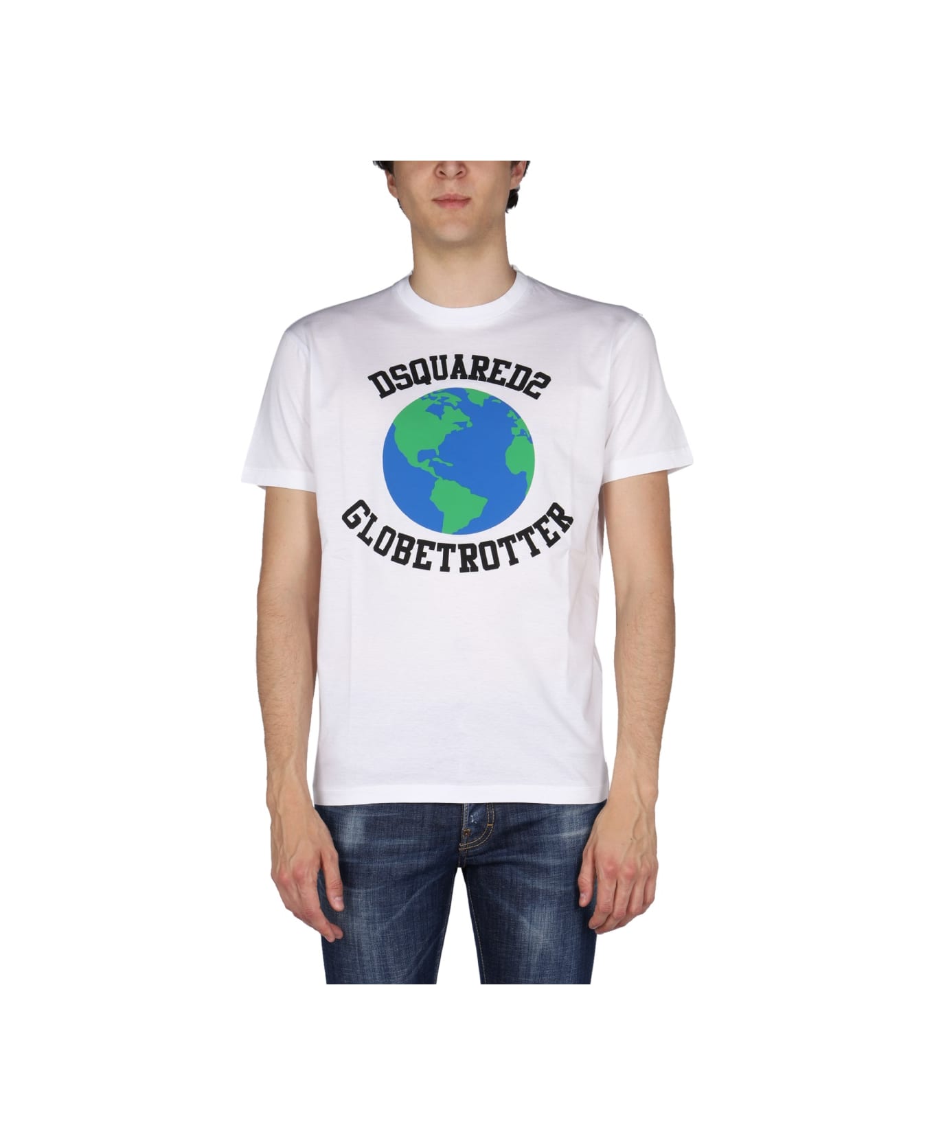 Dsquared2 "globetrotter" T-shirt With Print - WHITE