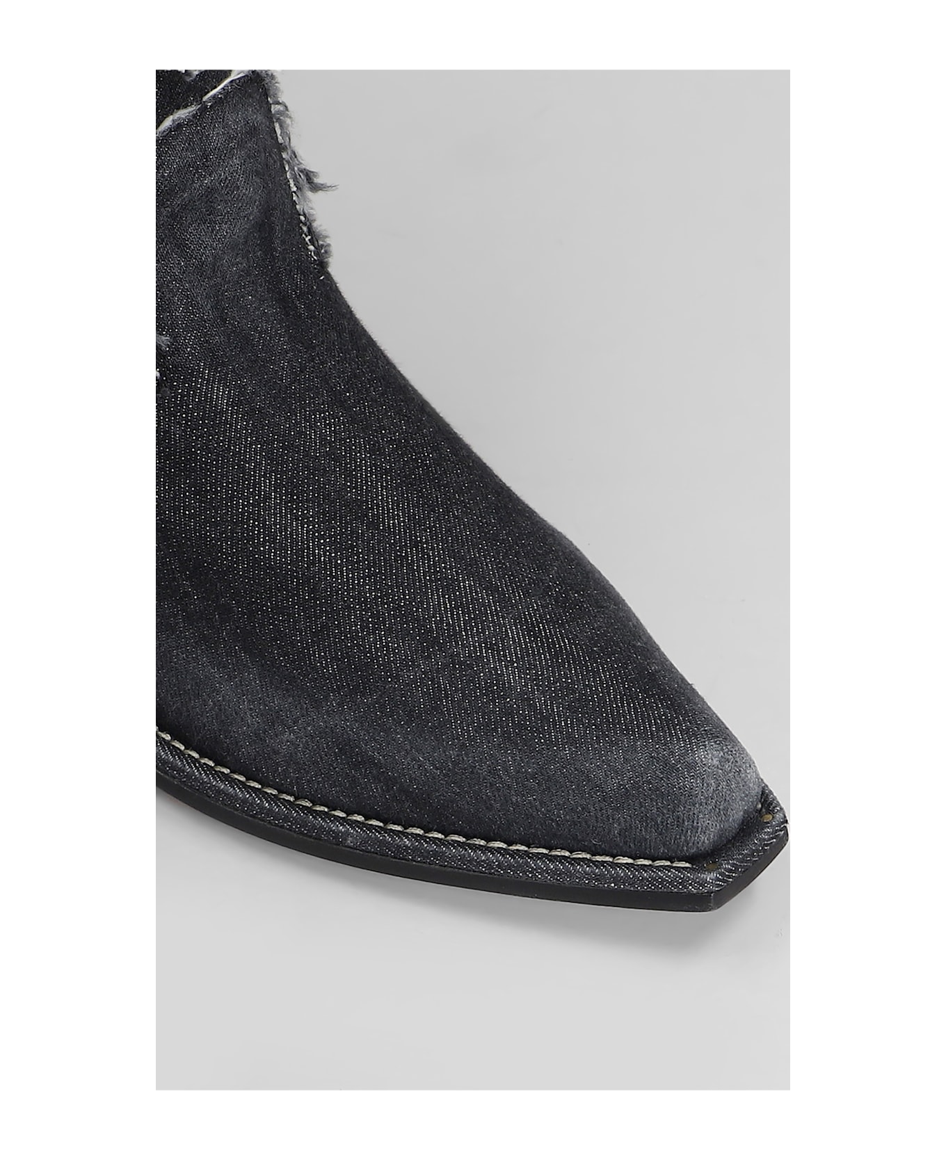 Vic Matié Denim 155 Texan Ankle Boots In Black Denim - black