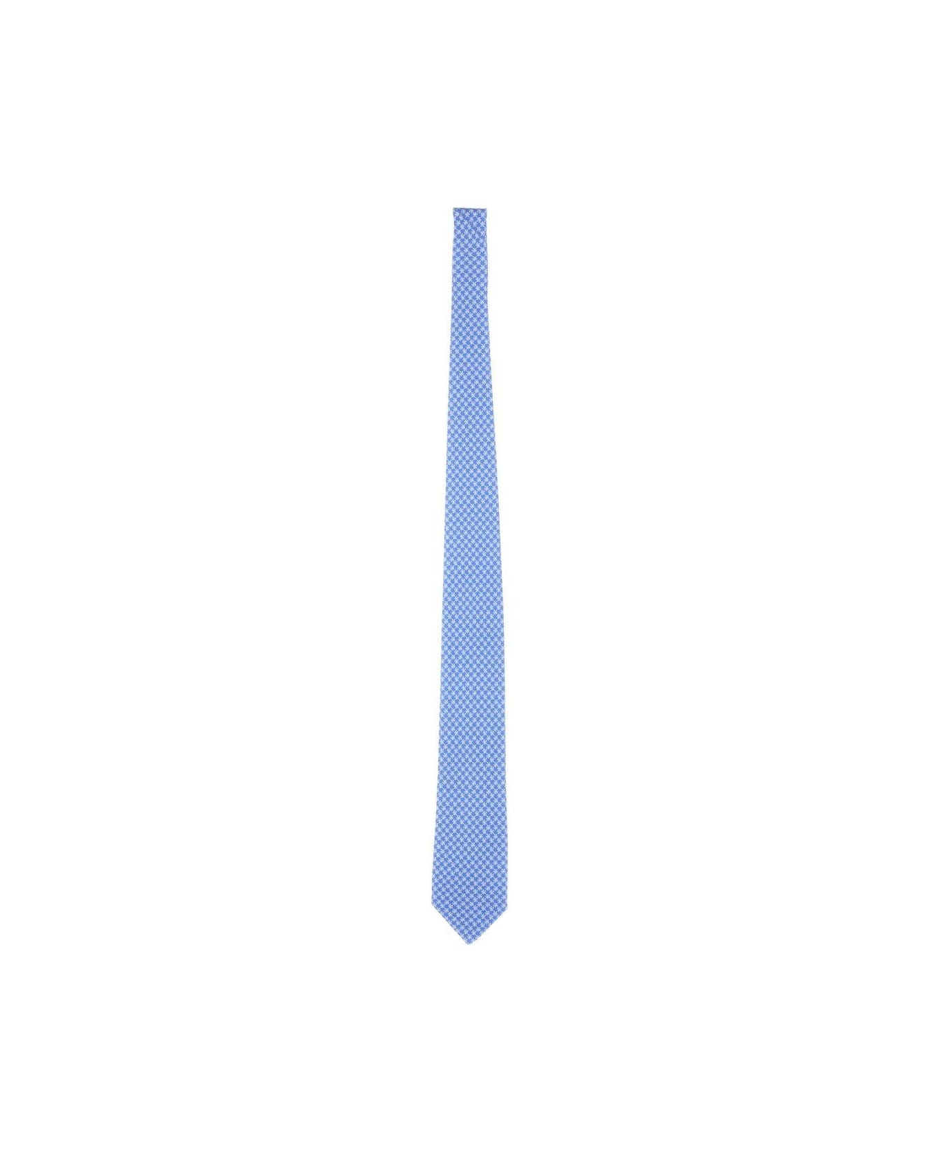 Ferragamo Micro Pattern Printed Tie - Gnawed Blue ネクタイ