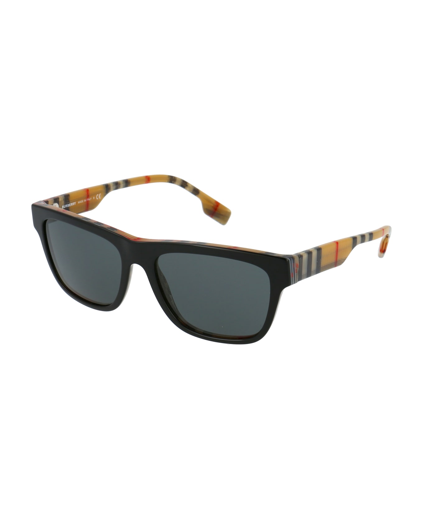 Burberry Eyewear 0be4293 Sunglasses - 380687 TOP BLACK ON VINTAGE CHECK