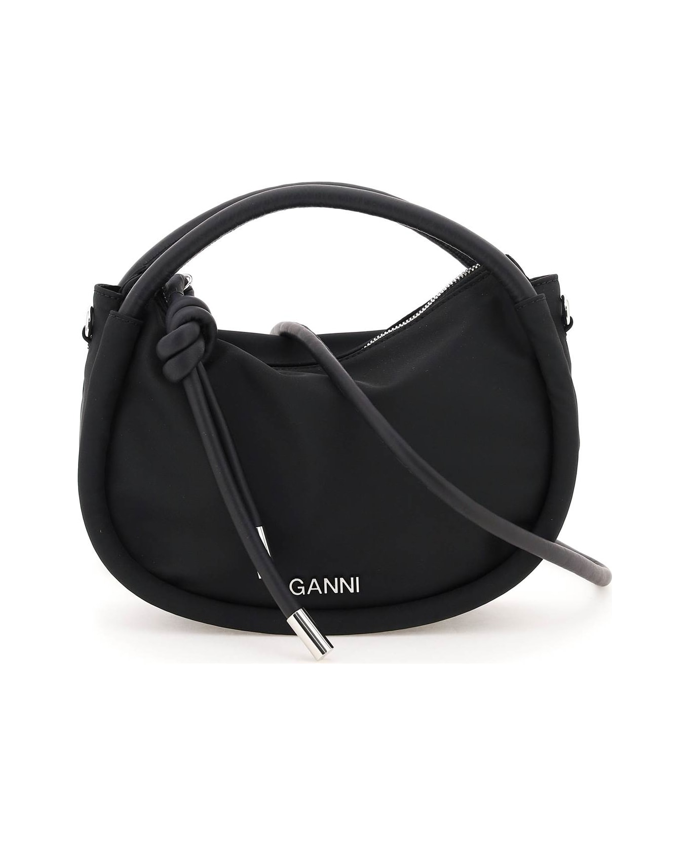 Ganni Black Polyester Knot Mini Bag - Black