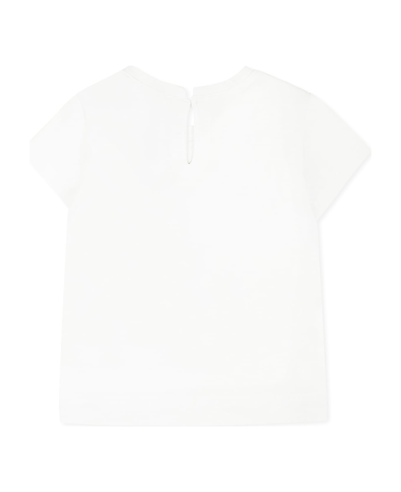 Monnalisa White T-shirt For Baby Girl With Alice In Wonderland - White
