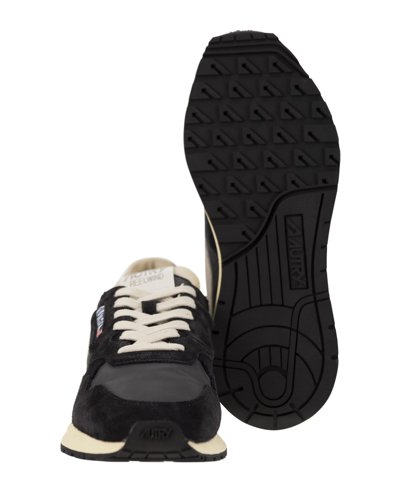 Autry Reelwind - Suede And Technical Textile Trainer - Black