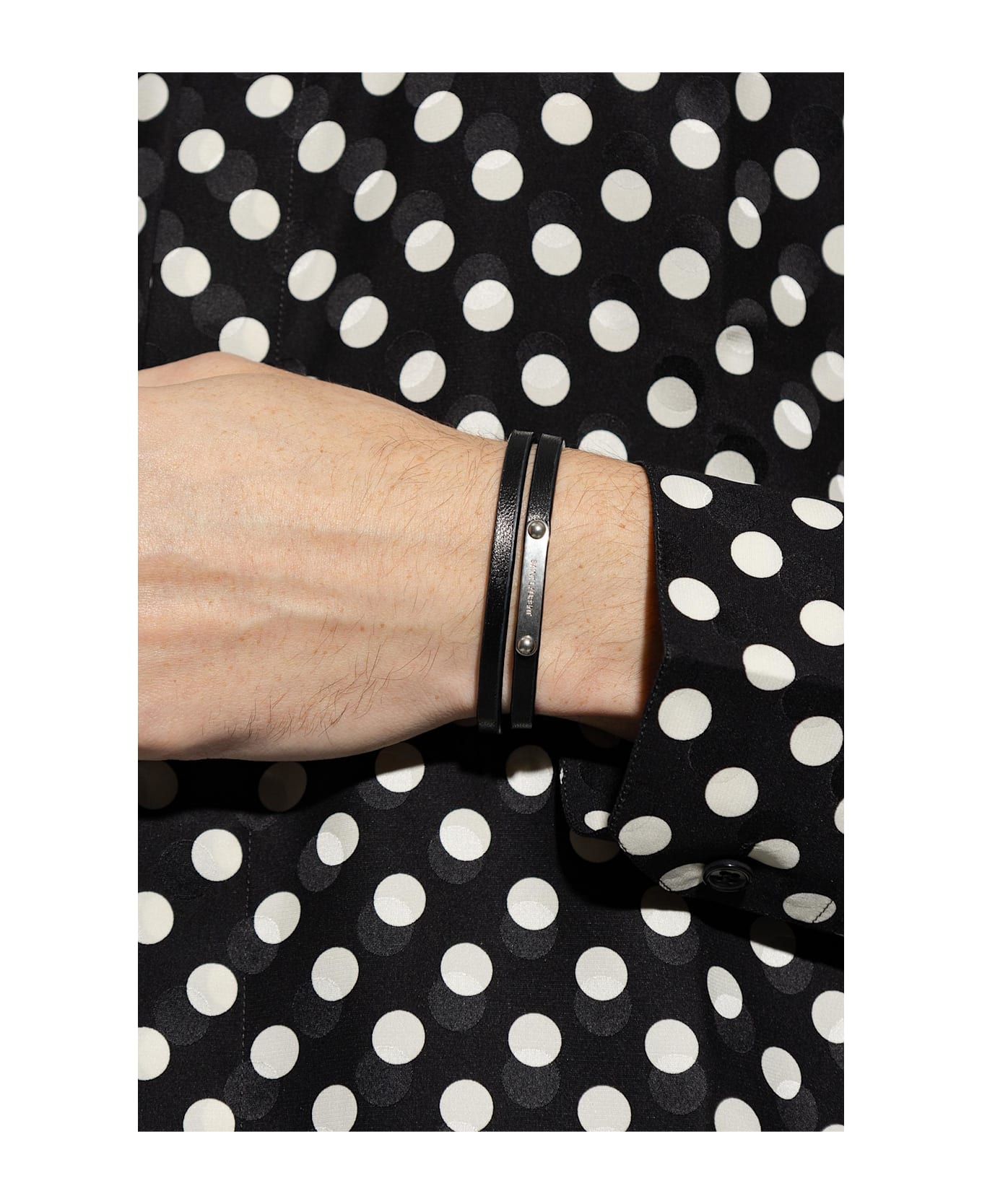 Saint Laurent Leather Bracelet - BLACK