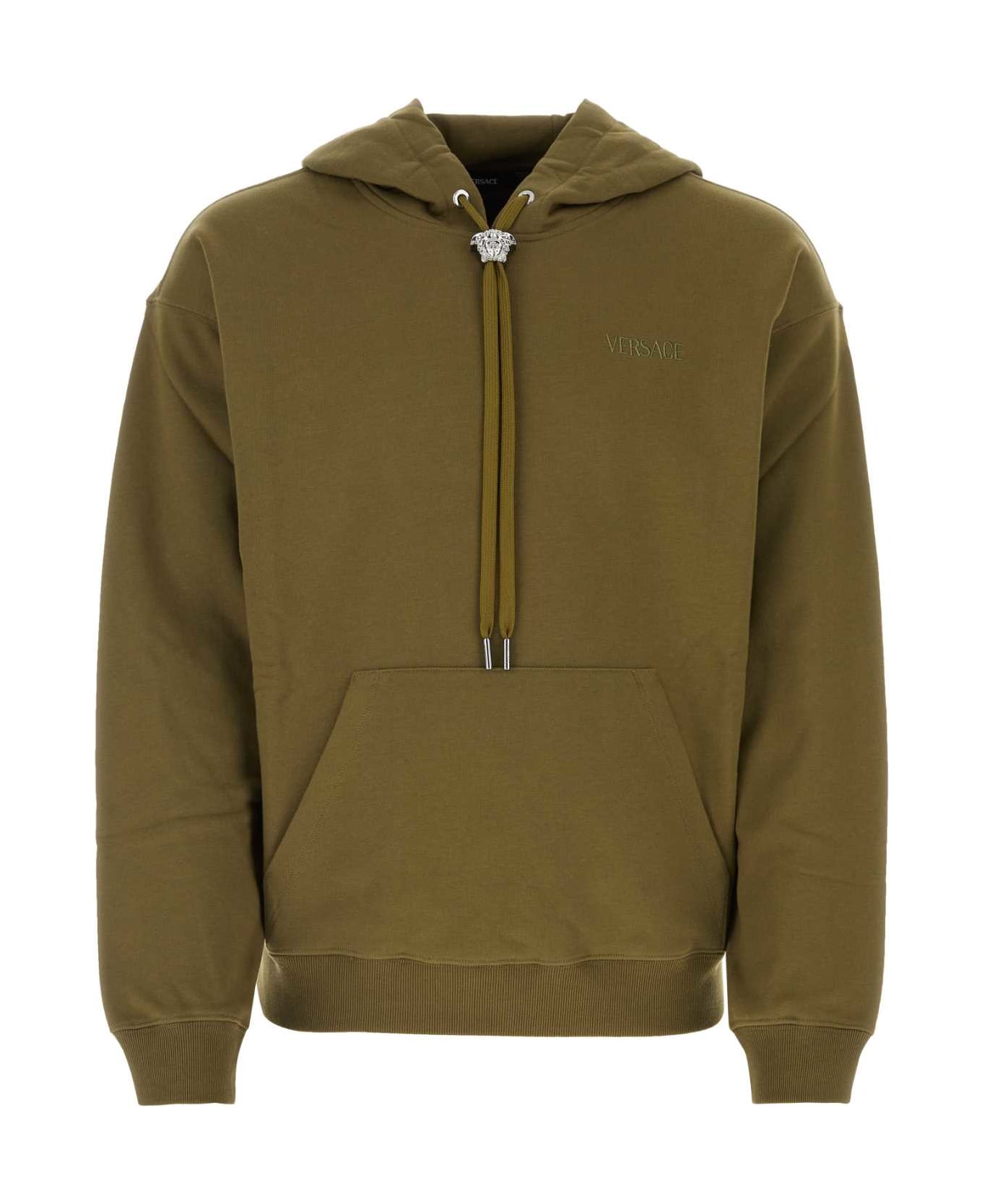 Versace Army Green Cotton Sweatshirt - DARKOLIVE