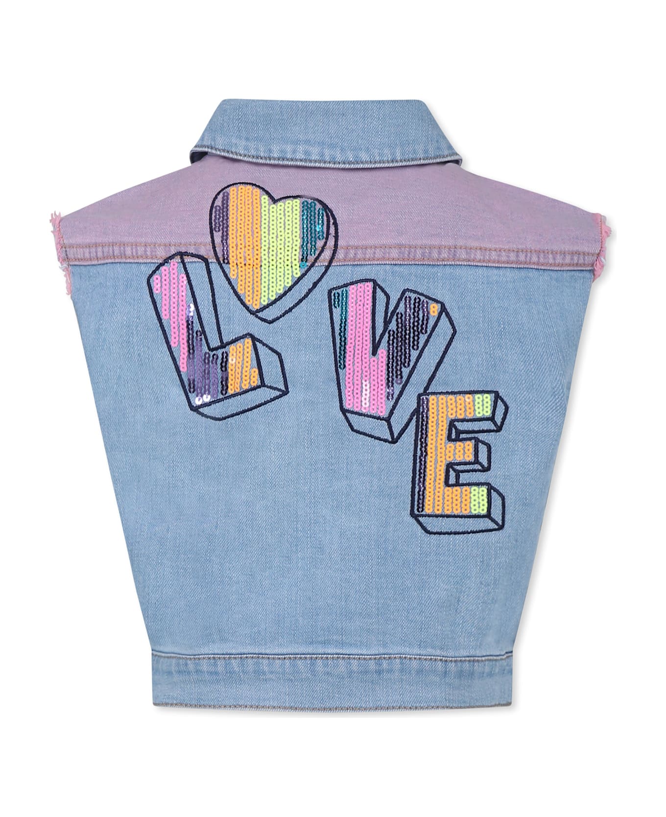 Billieblush Denim Vest For Girl With Writing - Denim