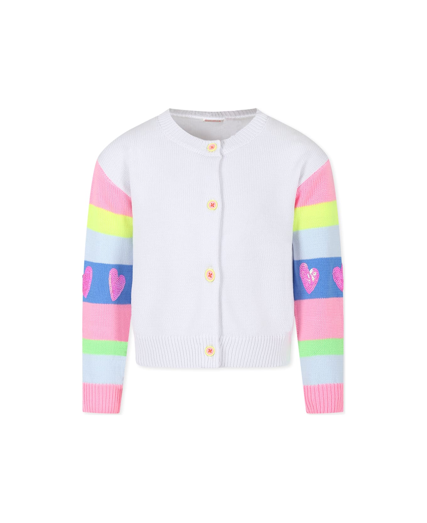 Billieblush White Cardigan For Girl With Hearts - White