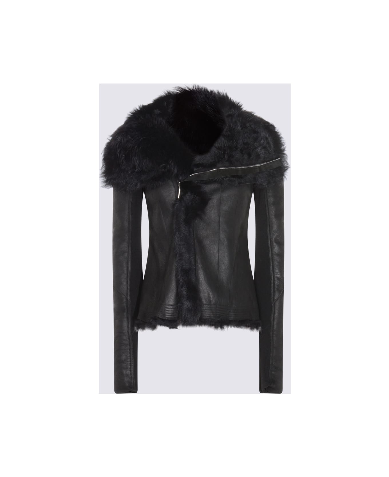 Rick Owens Black Leather Jacket - Black