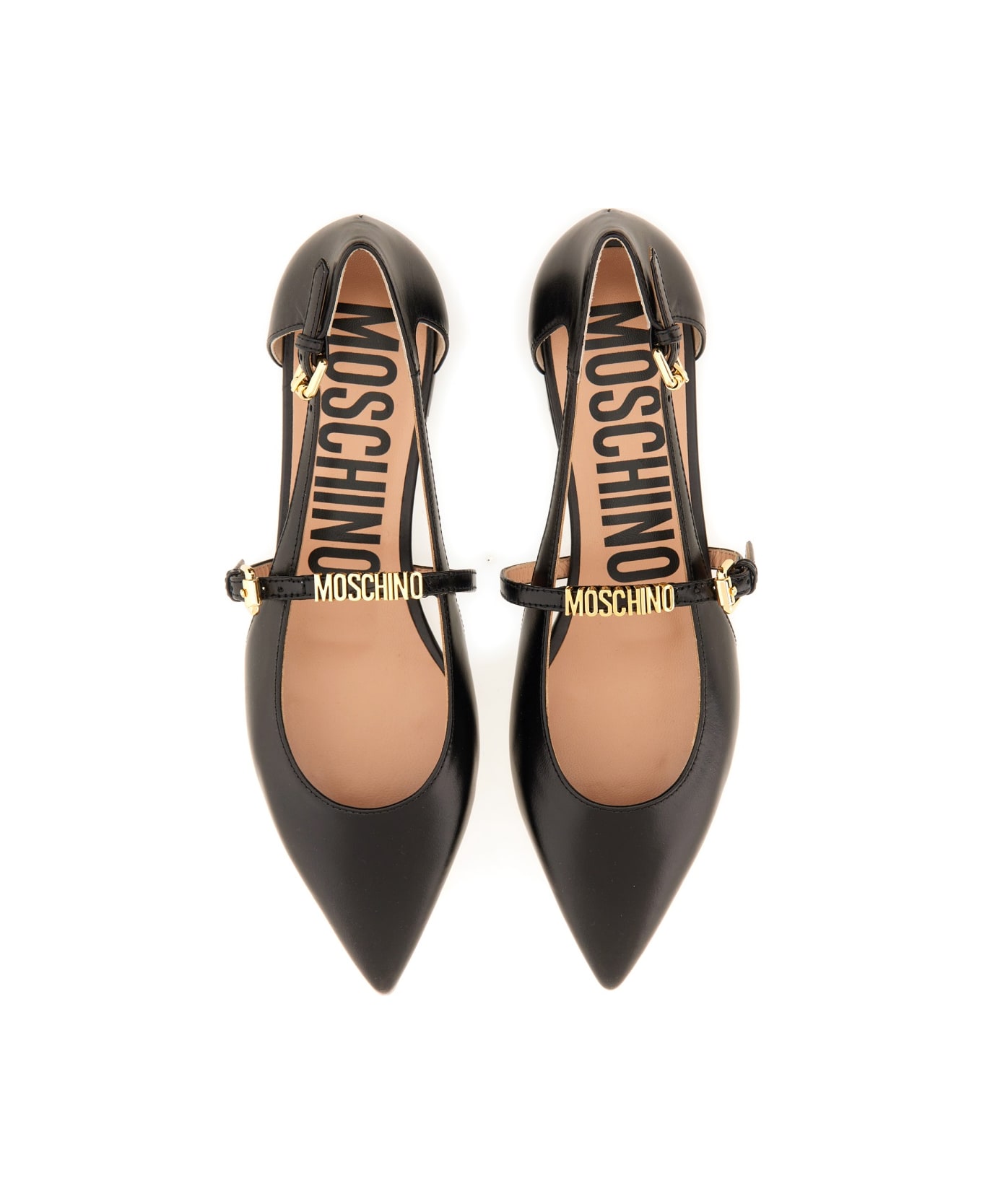 Moschino Leather Ballerina - BLACK