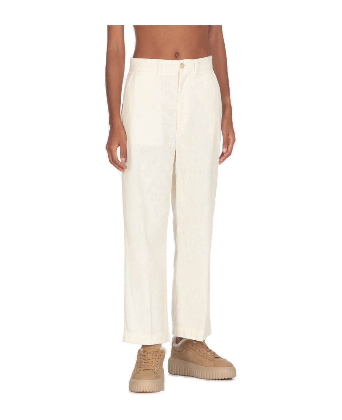 Ralph Lauren Corduroy Wide-leg Cropped Trouser - WHITE