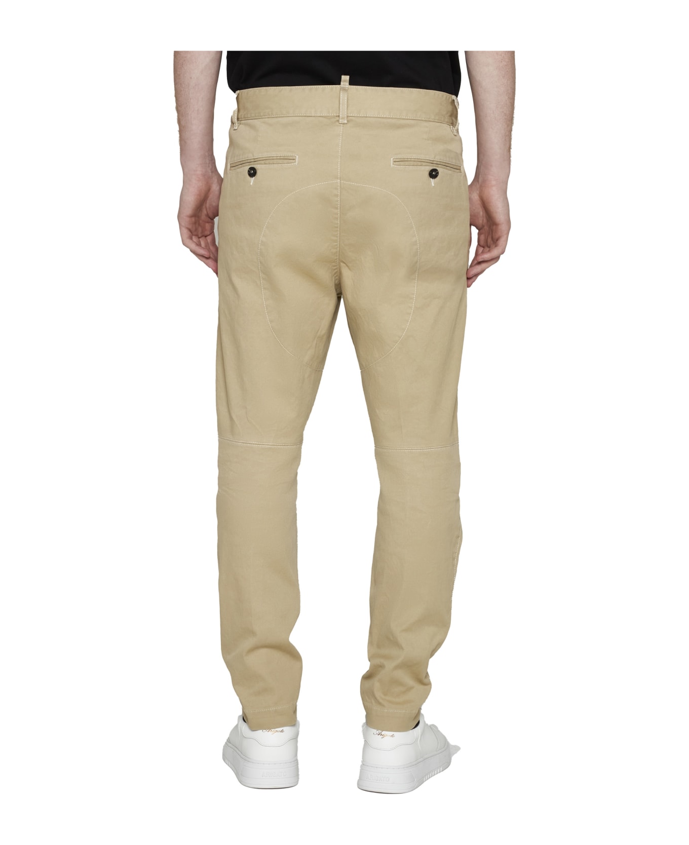 Dsquared2 Buttoned Zip Chino Trousers - Nude & Neutrals ボトムス
