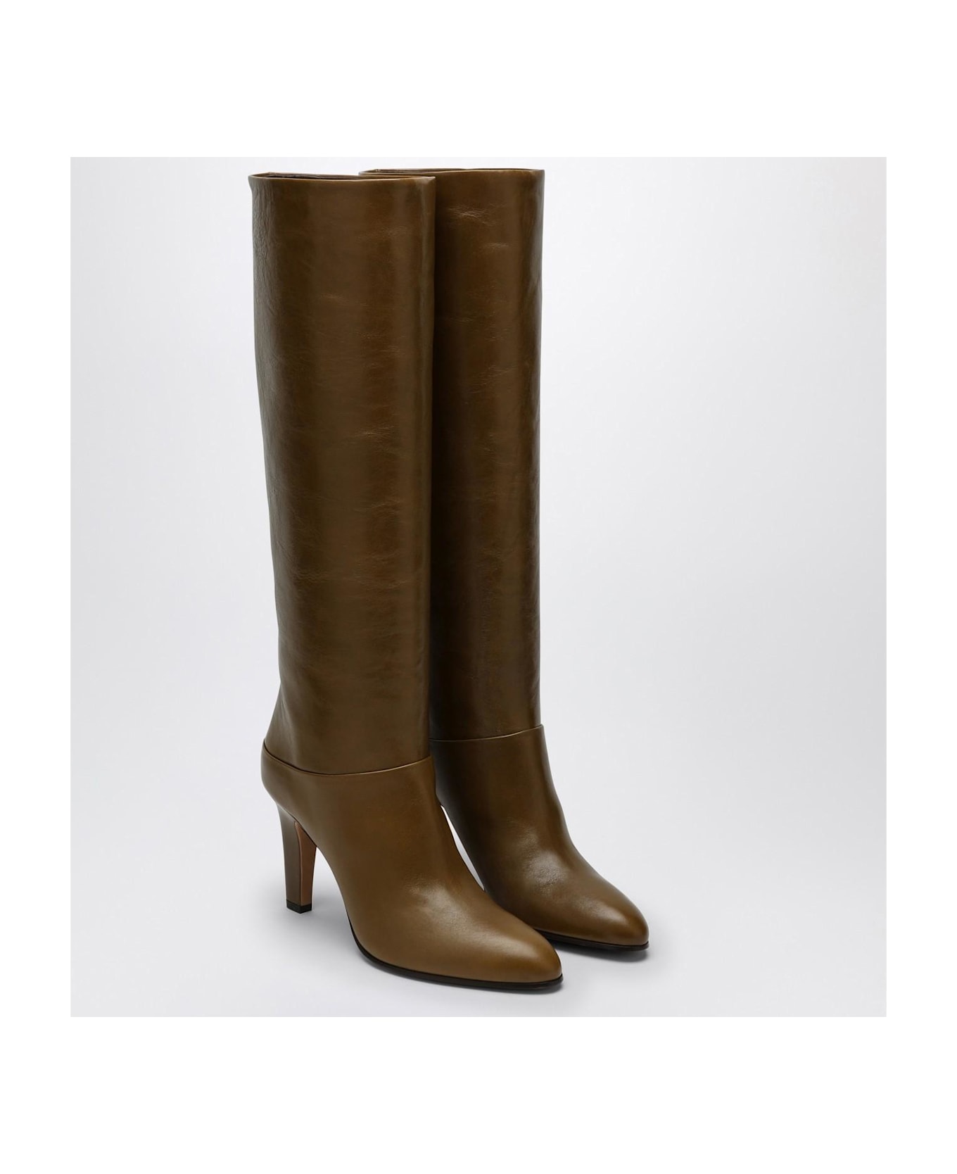 Chloé Eve Khaki Green Leather Boot - Leather Brown