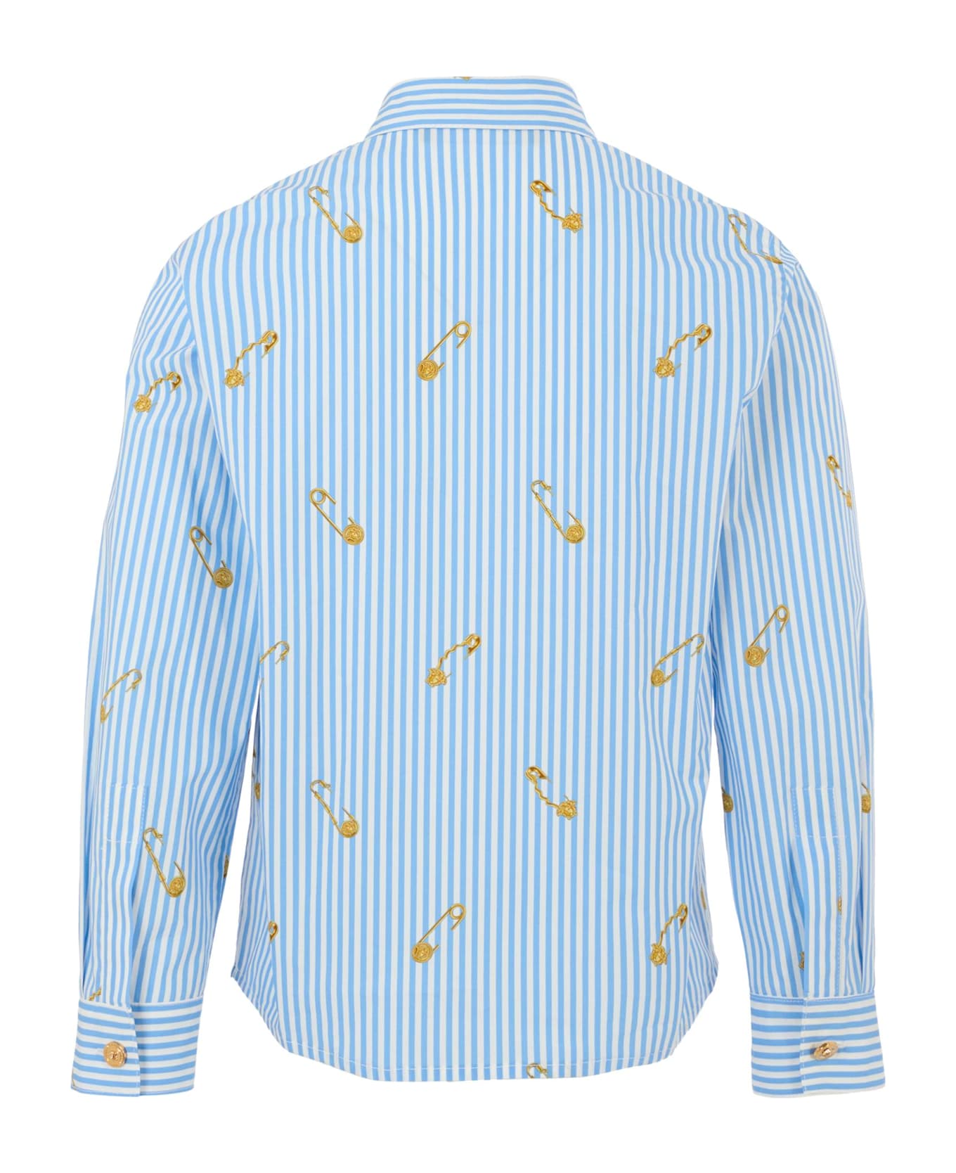 Versace Light Blue Shirt For Boy With Safety Pins - Light Blue