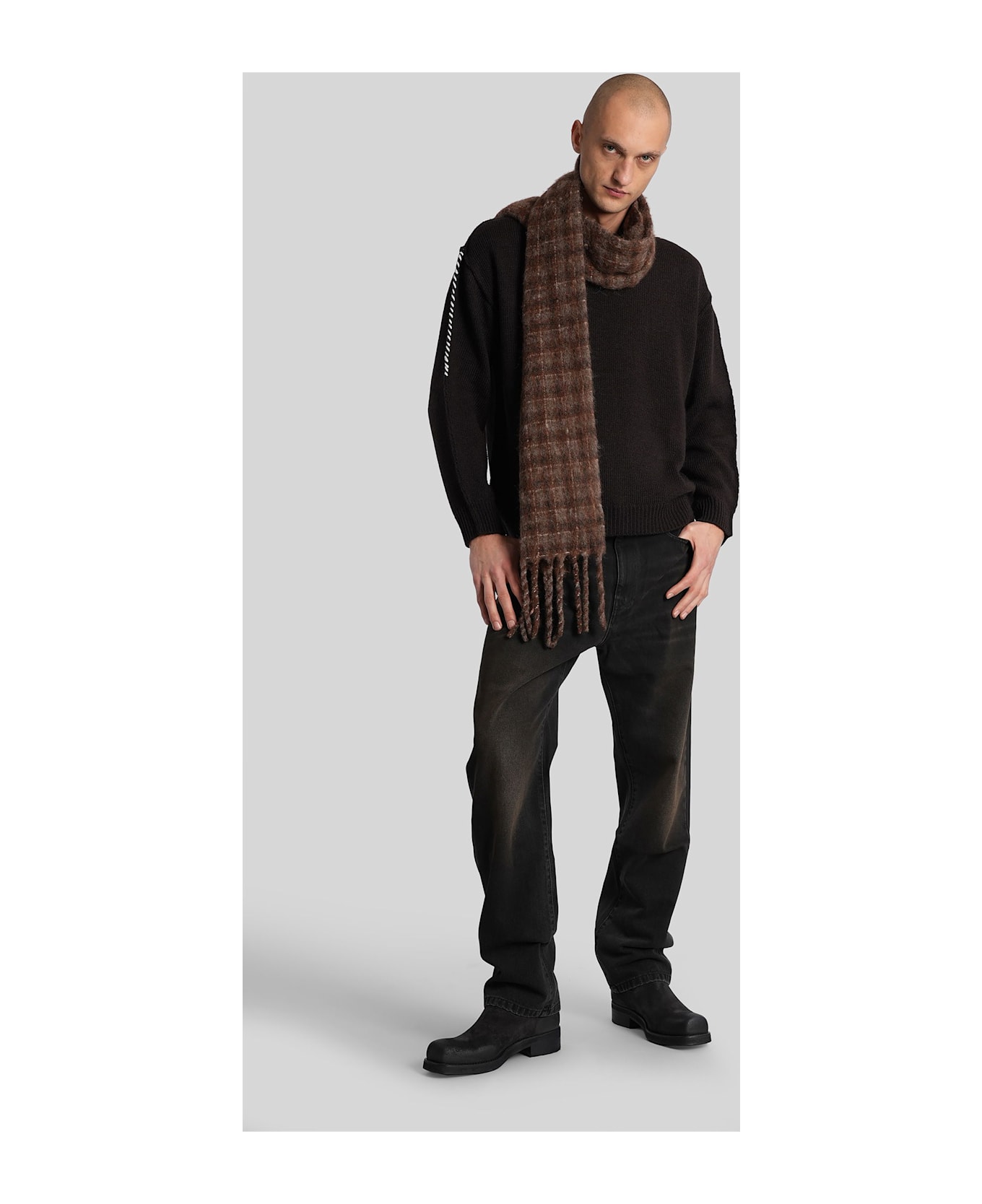 Paura Hotaka Knitwear In Brown Wool - brown