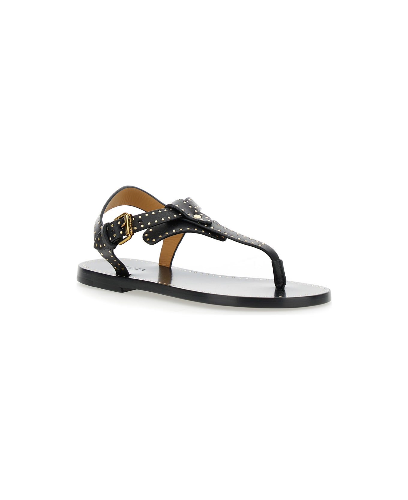 Isabel Marant 'jooni' Black Sandals With Buckle Closure And Metal Studs In Leather Woman - Black