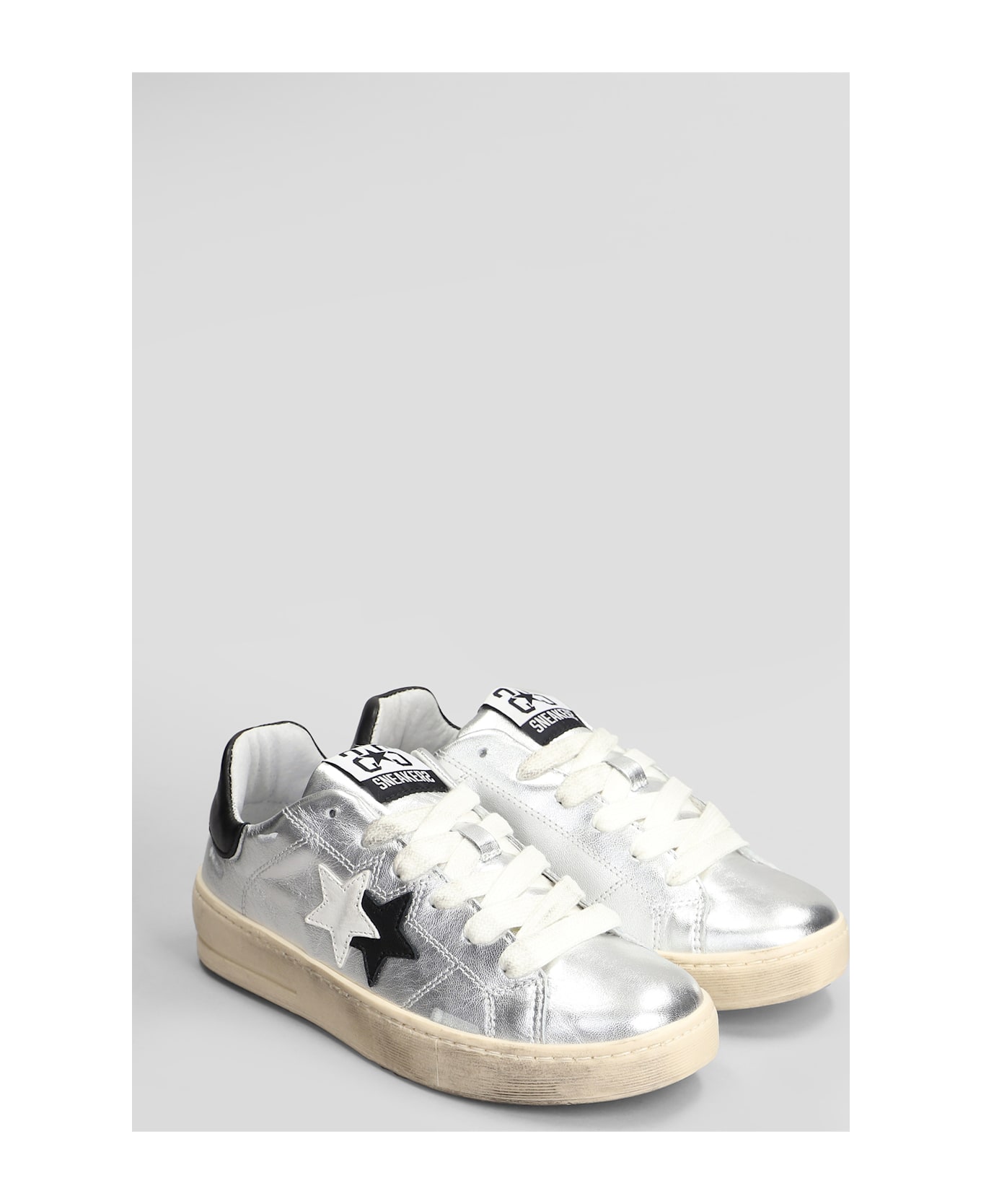 2Star Sneakers In Silver Leather - silver