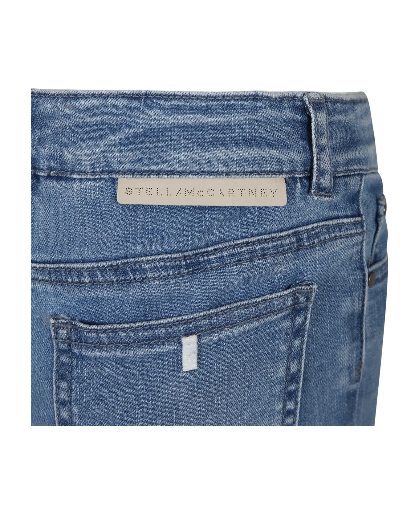 Stella McCartney Denim Flare Jeans For Girl With Fringes - Blu Denim