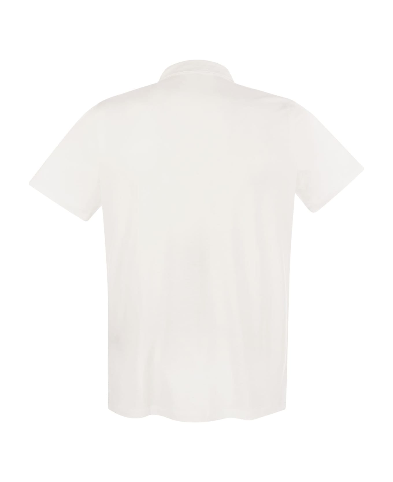 Majestic Filatures Short-sleeved Polo Shirt In Lyocell And Cotton - White
