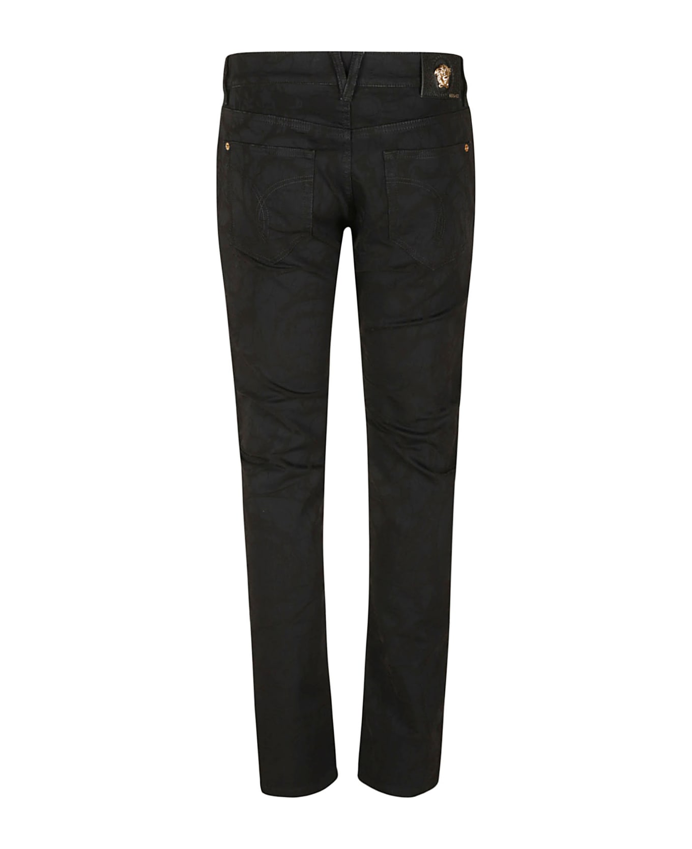Versace Taylor Fit Solid Jacquard Jeans - Black