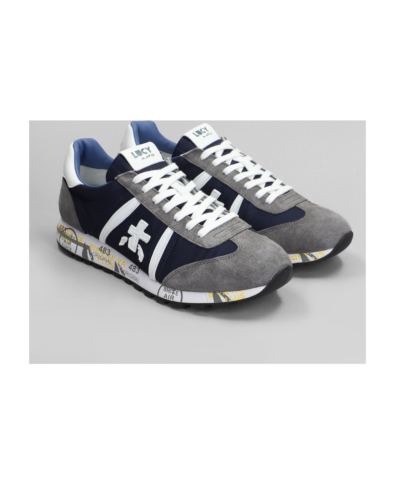 Premiata Lucy Sneakers In Grey Suede And Fabric - grey