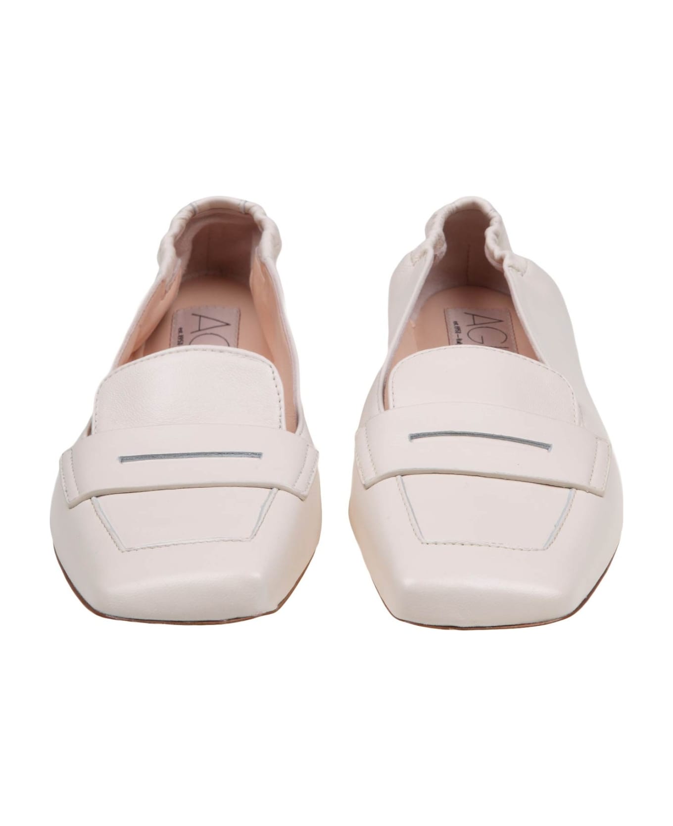 AGL Rina Loafers In Chalk Color Leather - PLASTER フラットシューズ