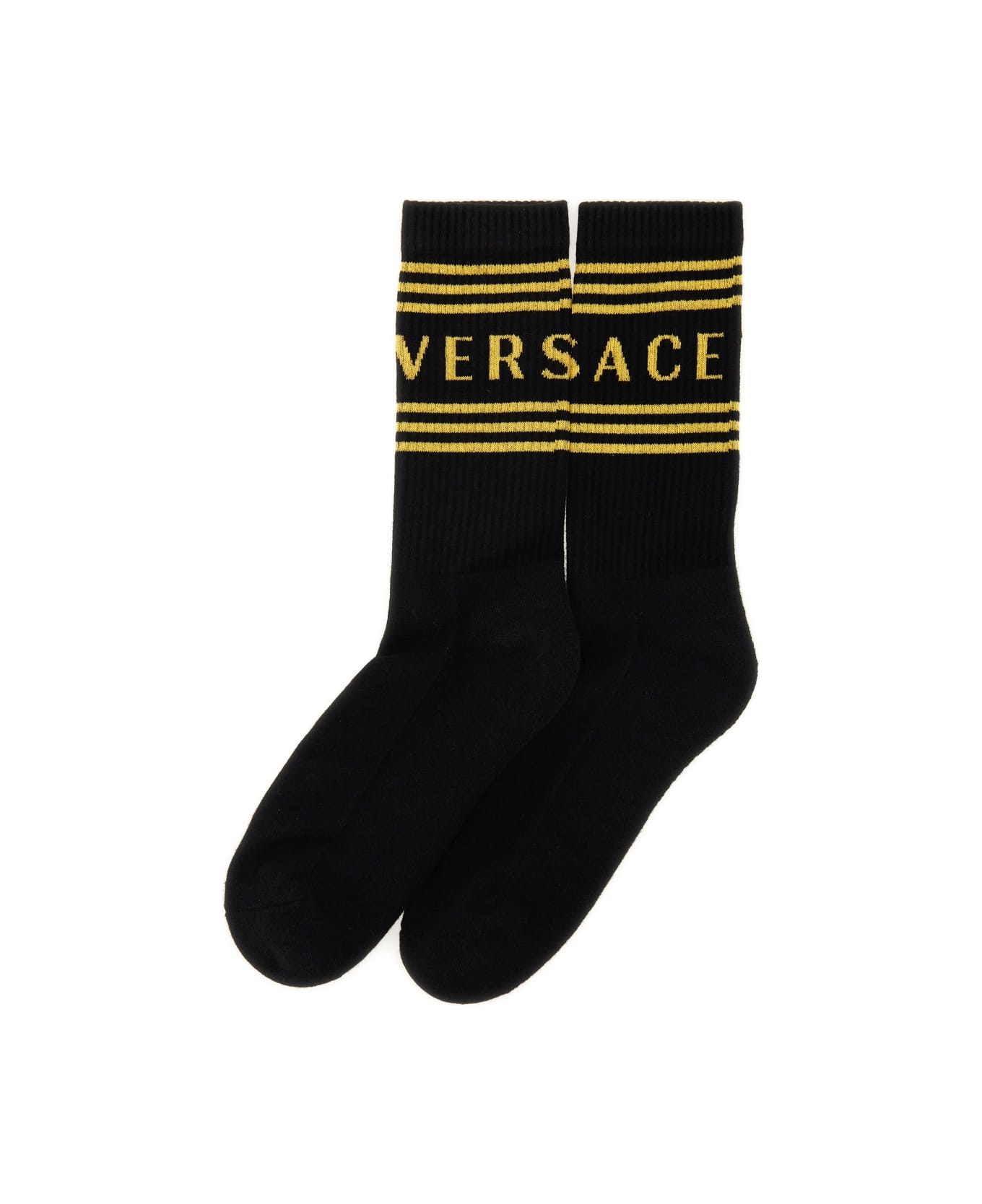 Versace Socks With Logo - BLACK