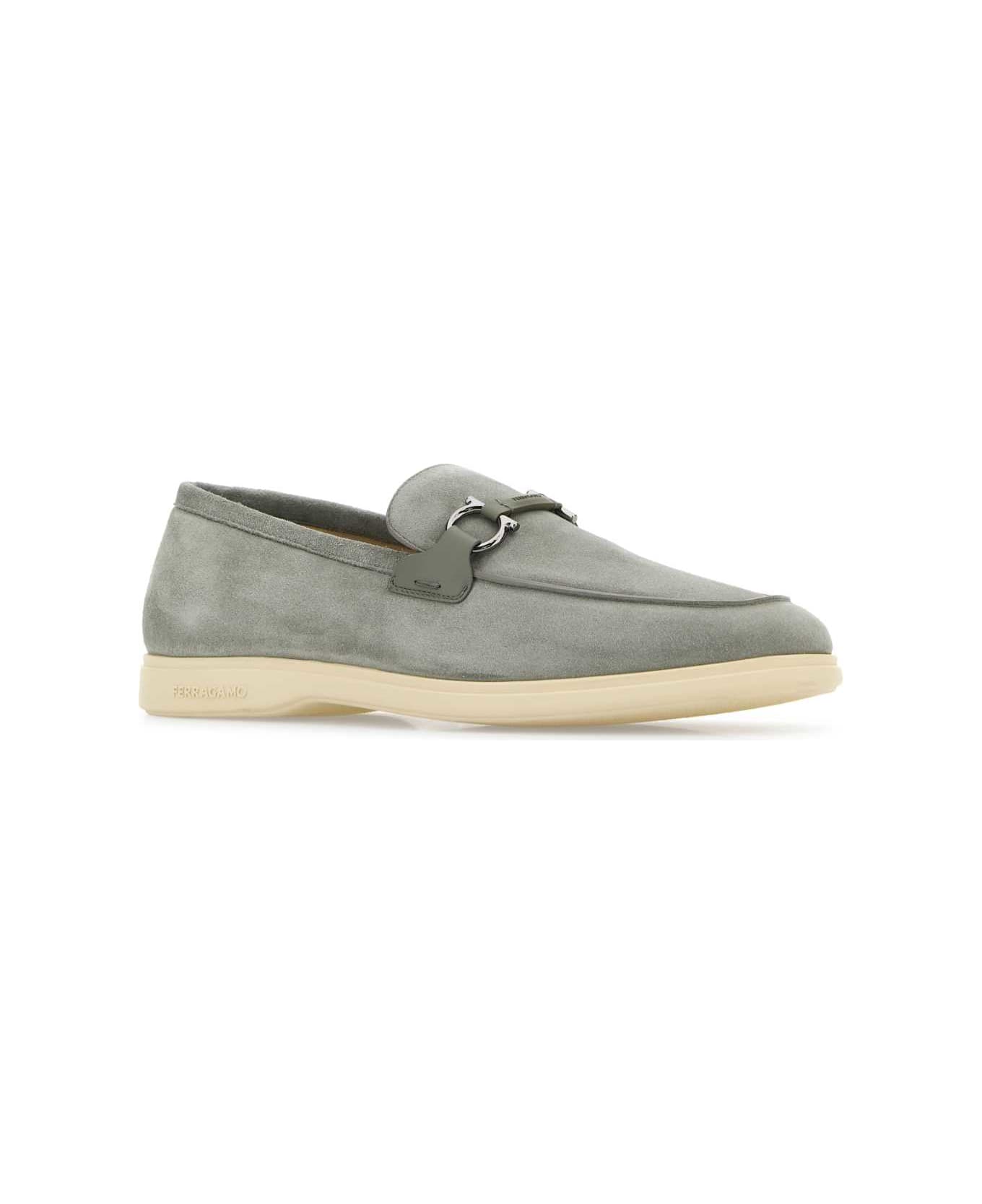 Ferragamo Grey Suede Cosimo Loafers - ASHGREYASHGREYNATURALE