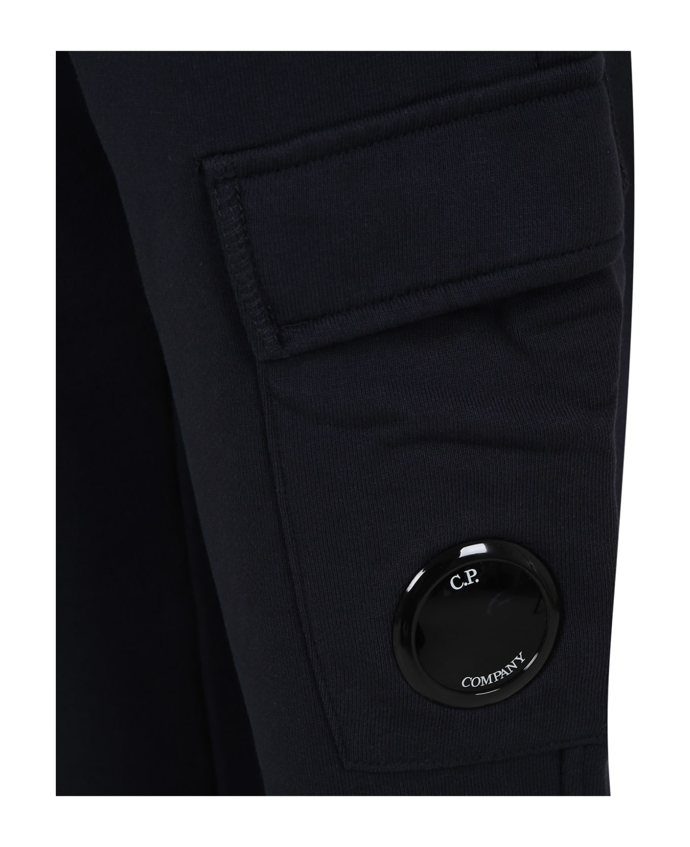 C.P. Company Undersixteen Black Trousers For Boy With C.p. Company Lens - Blue ボトムス