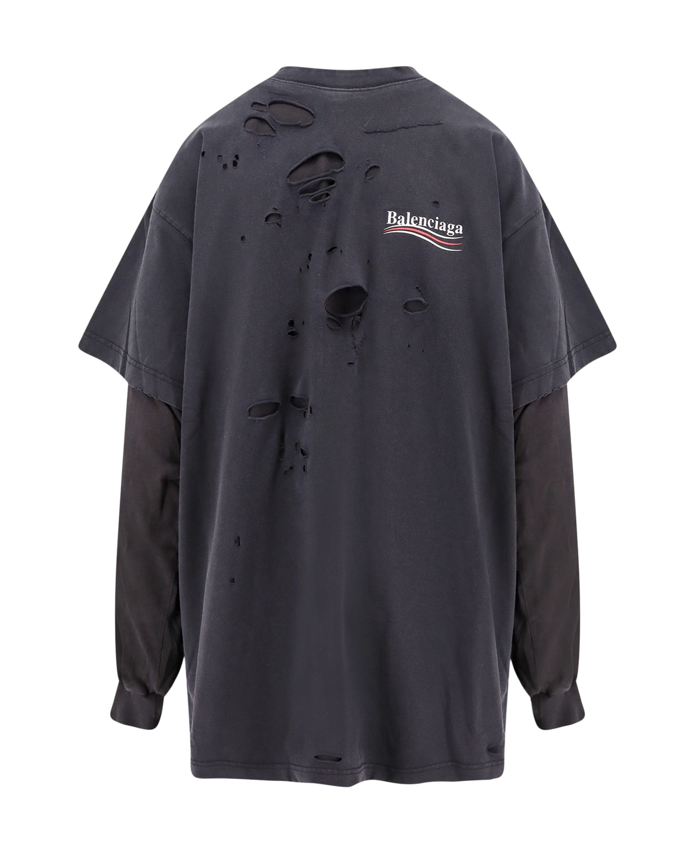 Balenciaga Two-tone Cotton Layered T-shirt - Black