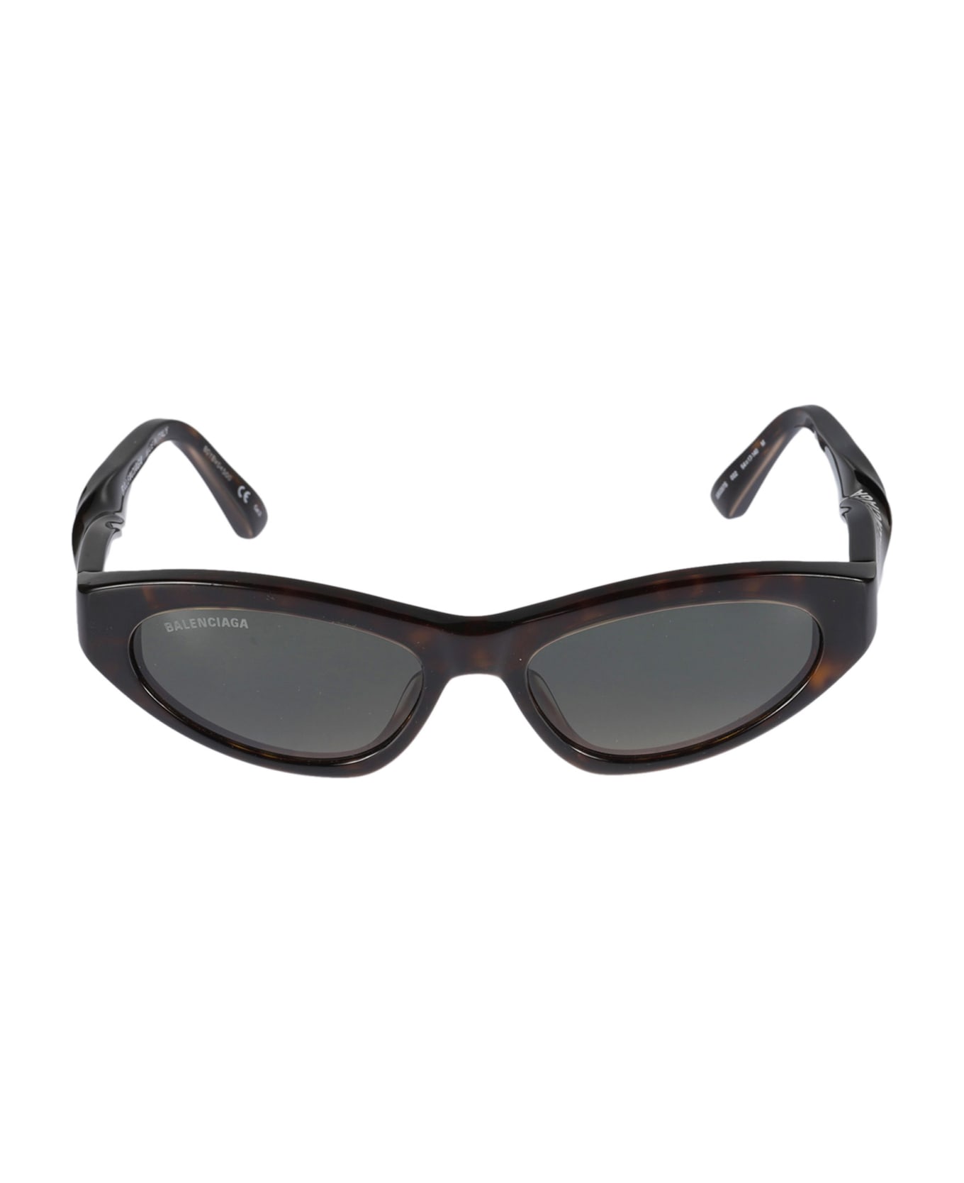 Balenciaga Eyewear Twisted Temple Cat Eye Frame Logo Sunglasses - Havana/Green