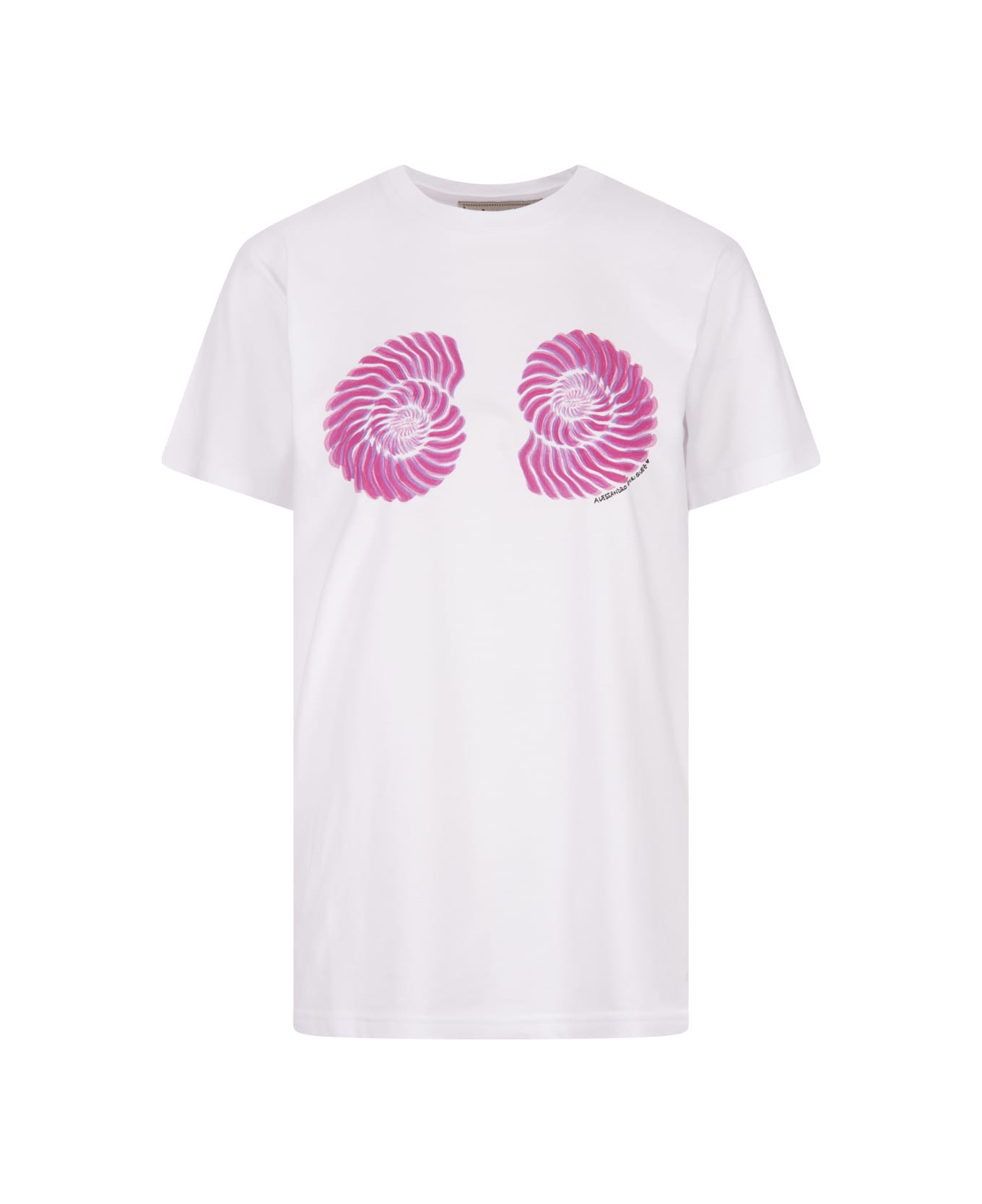 Alessandro Enriquez White T-shirt With Ammonite Print - White