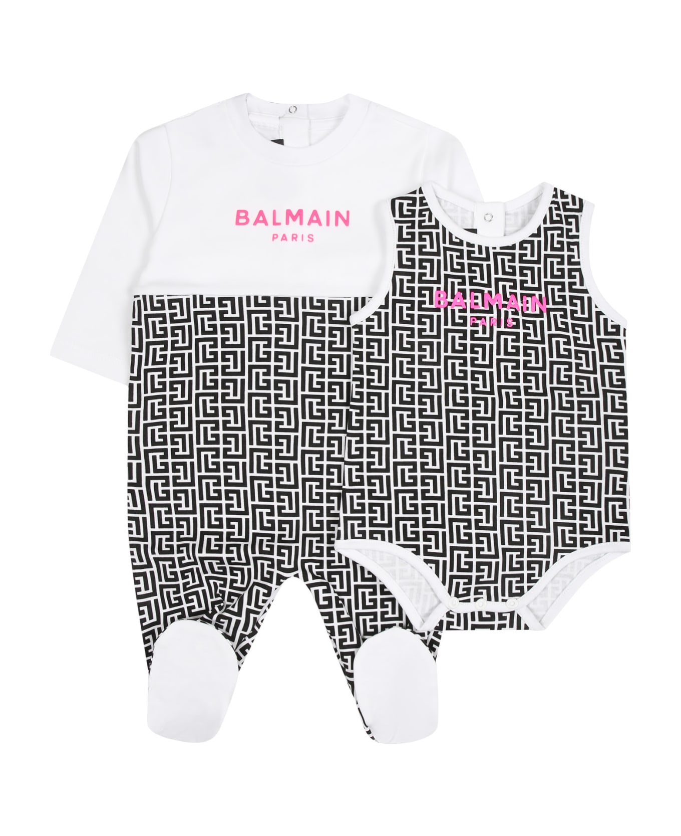 Balmain Multicolor Babygrown Set For Baby Girl With Logo - Multicolor