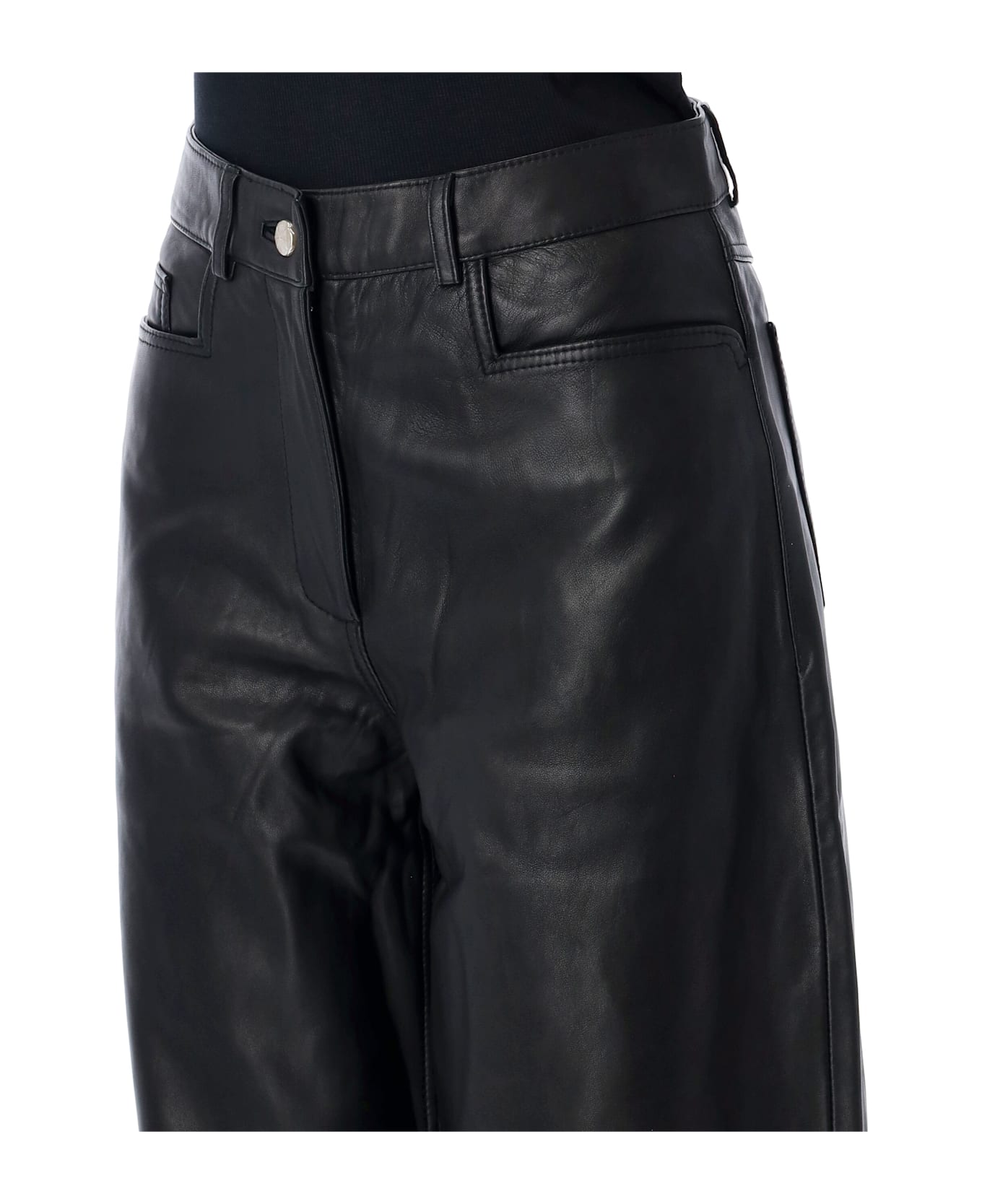 REMAIN Birger Christensen Cocoon Leather Pants - BLACK