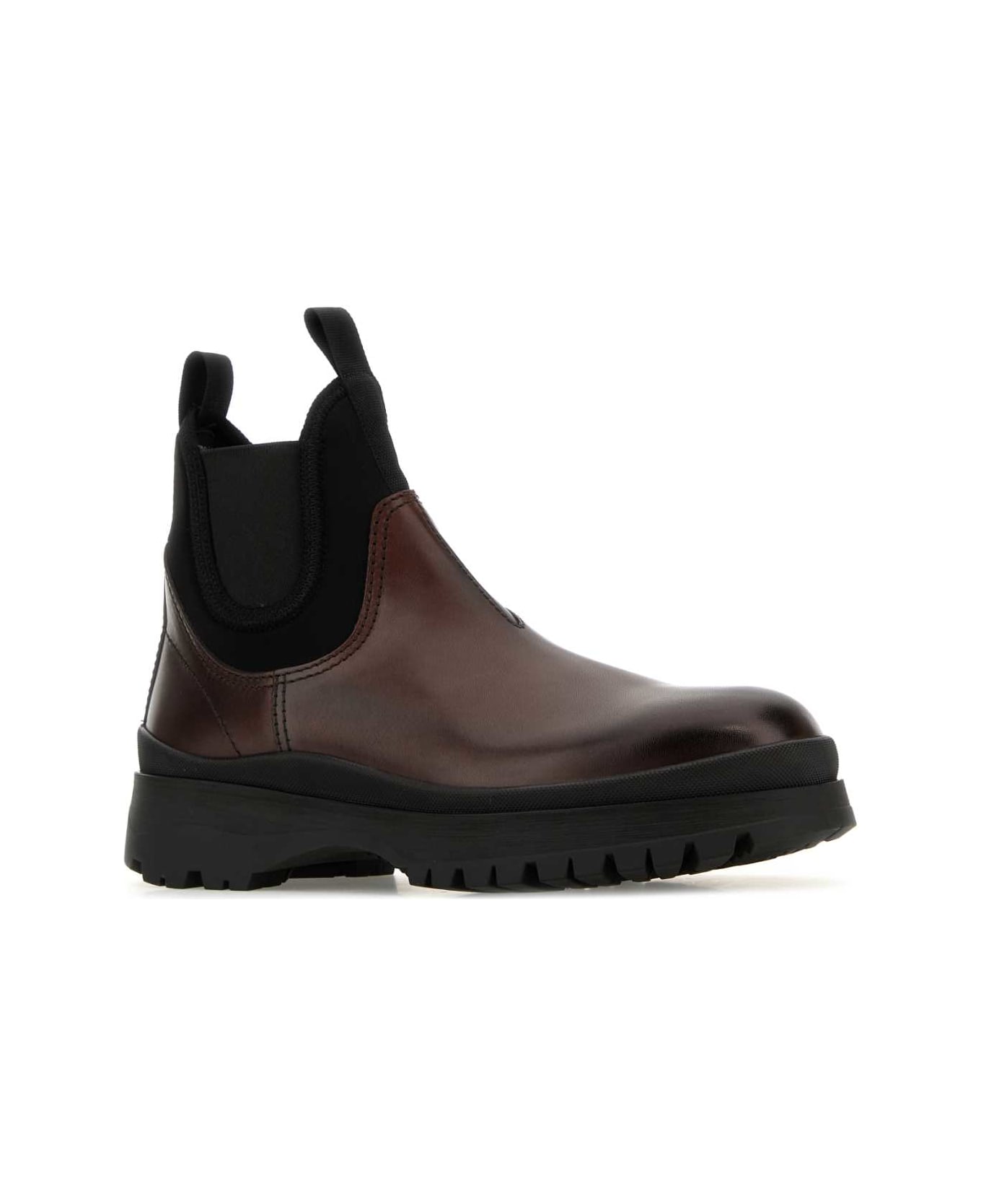 Prada Brown Leather Ankle Boots - EBANO