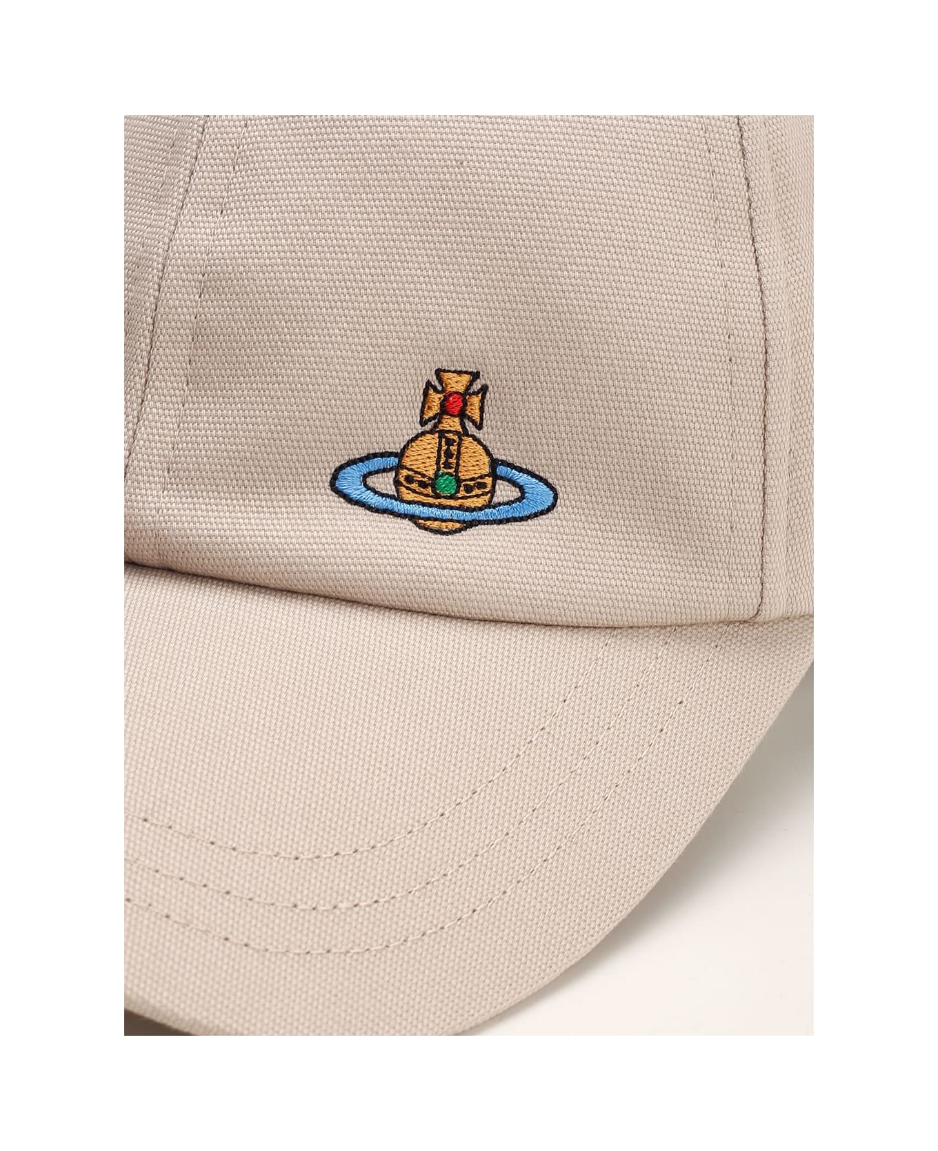 Vivienne Westwood Beige Cap With Embroidered Orb Logo - NEUTRALS