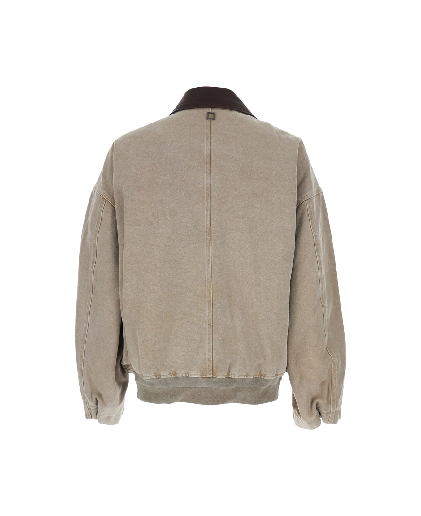 WOOYOUNGMI Beige Jacket With Contrasting Collar And Distressed Effect In Cotton Blend Man - Beige