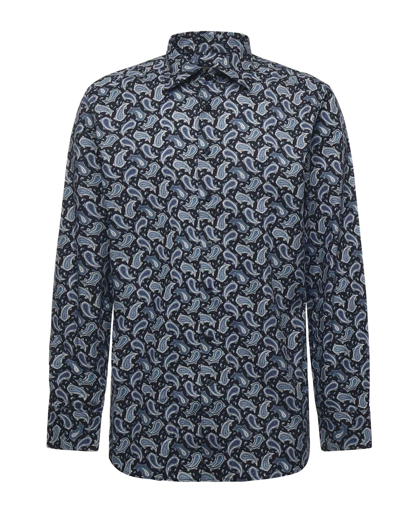 Etro Cotton Shirt With Paisley Print - BLUE
